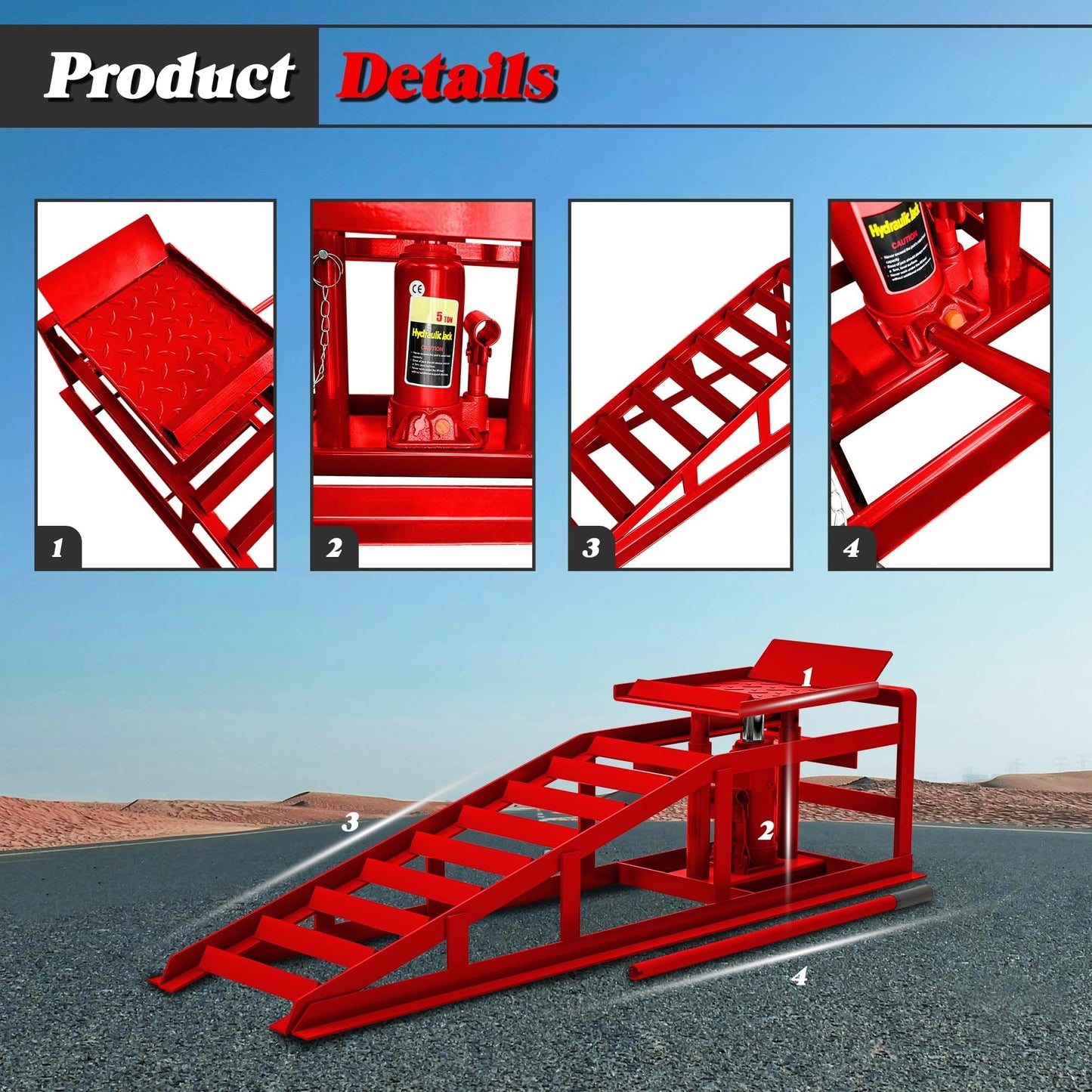 2 Pack Hydraulic Car Ramps 6600 LBS 3 T Low Profile Auto Car Truck Vehicle Service Ramps Lift for Garage Car Repair