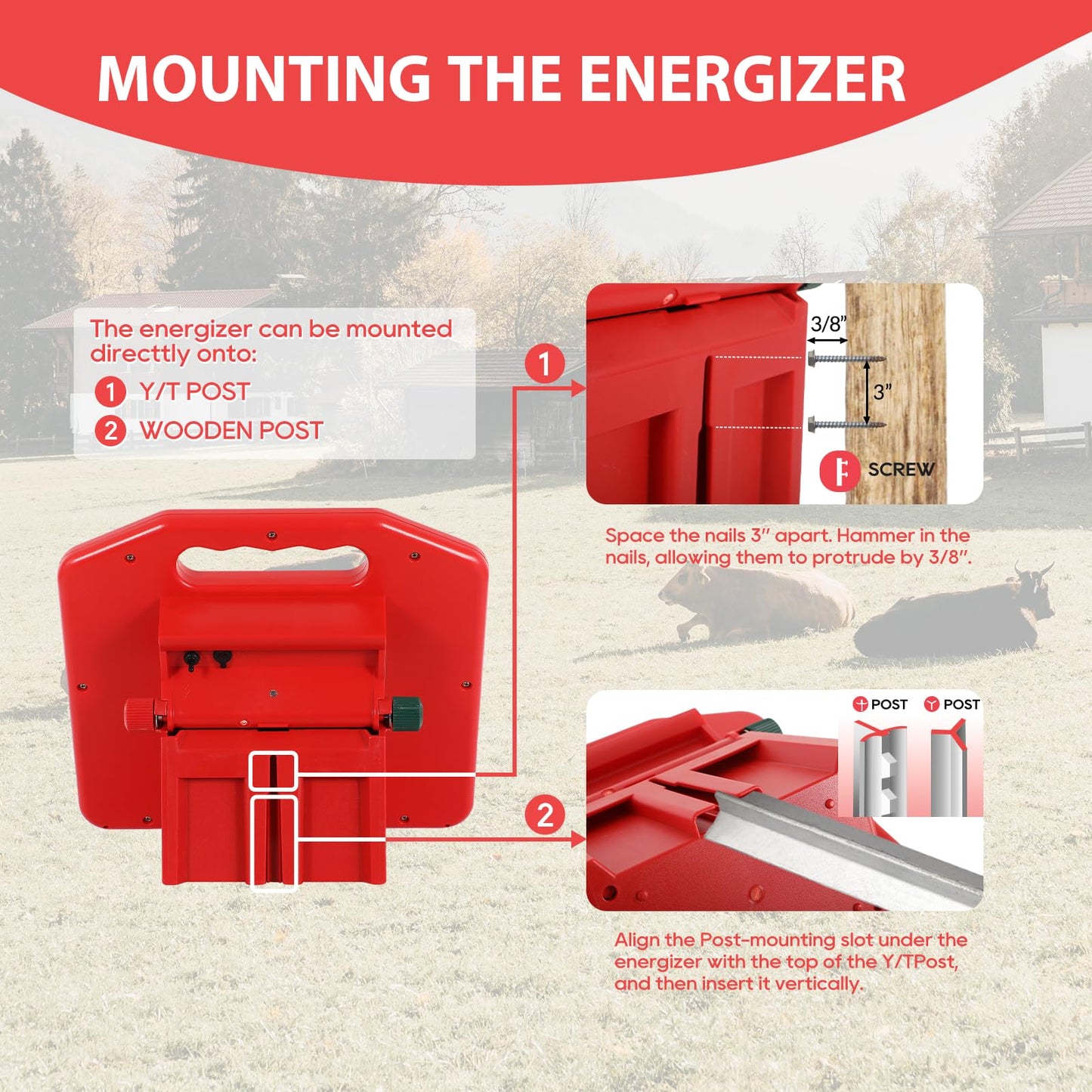 Solar Electric Fence Set: S600 + MINI250 Solar Electric Fence Charger, 0.53Joule & 0.18Joule for Versatile Protection