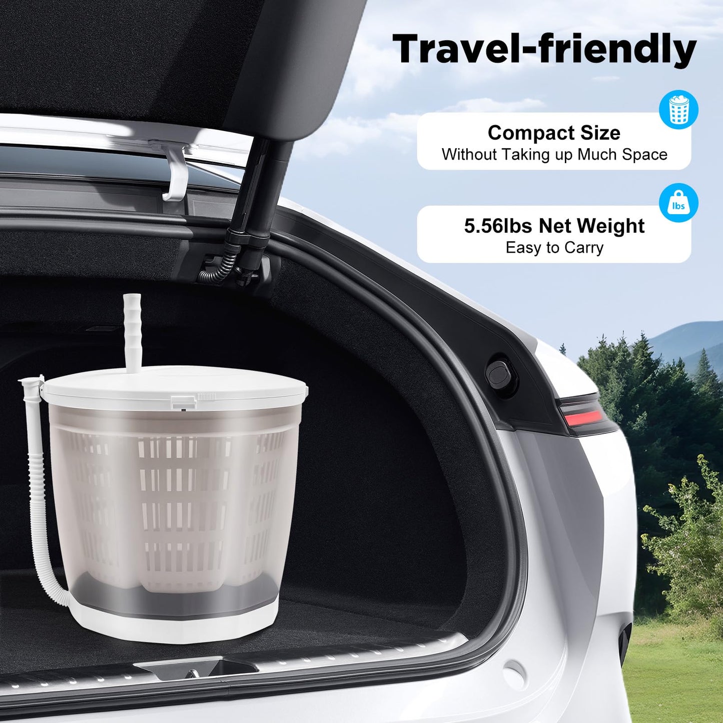 Hand Crank Washing Machine 2 in 1 Non-Electric Washer Manual Traveling Outdoor Washing Machine Portable Mini Compact Washer Spin Dryer for RV Travel