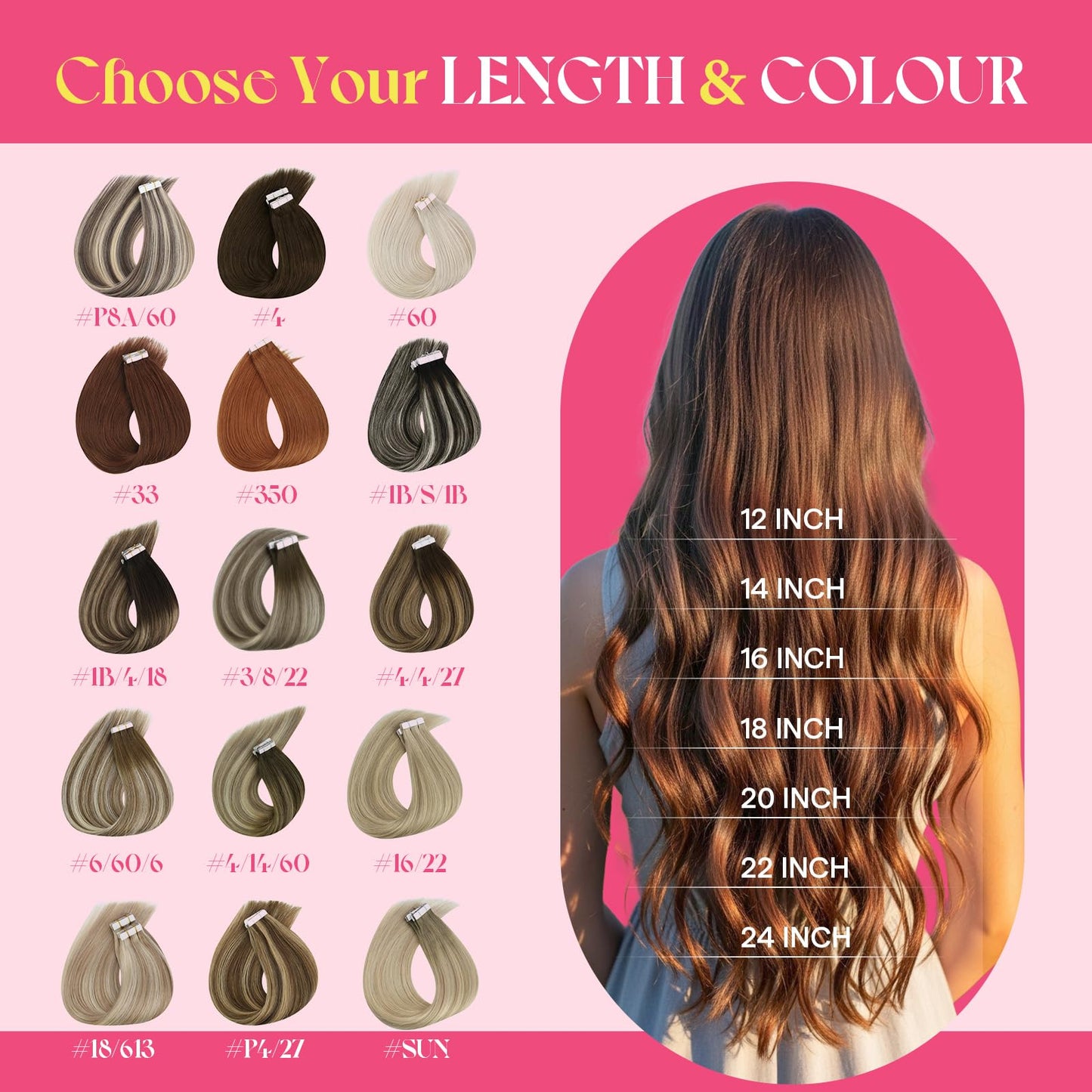 Ve Sunny Human Hair Tape in Extensions 18inch Hair Extensions Tape in Brown mix Blonde Balayage Tape Hair Extensions Real Human Hair Invisible 10Pcs 25G