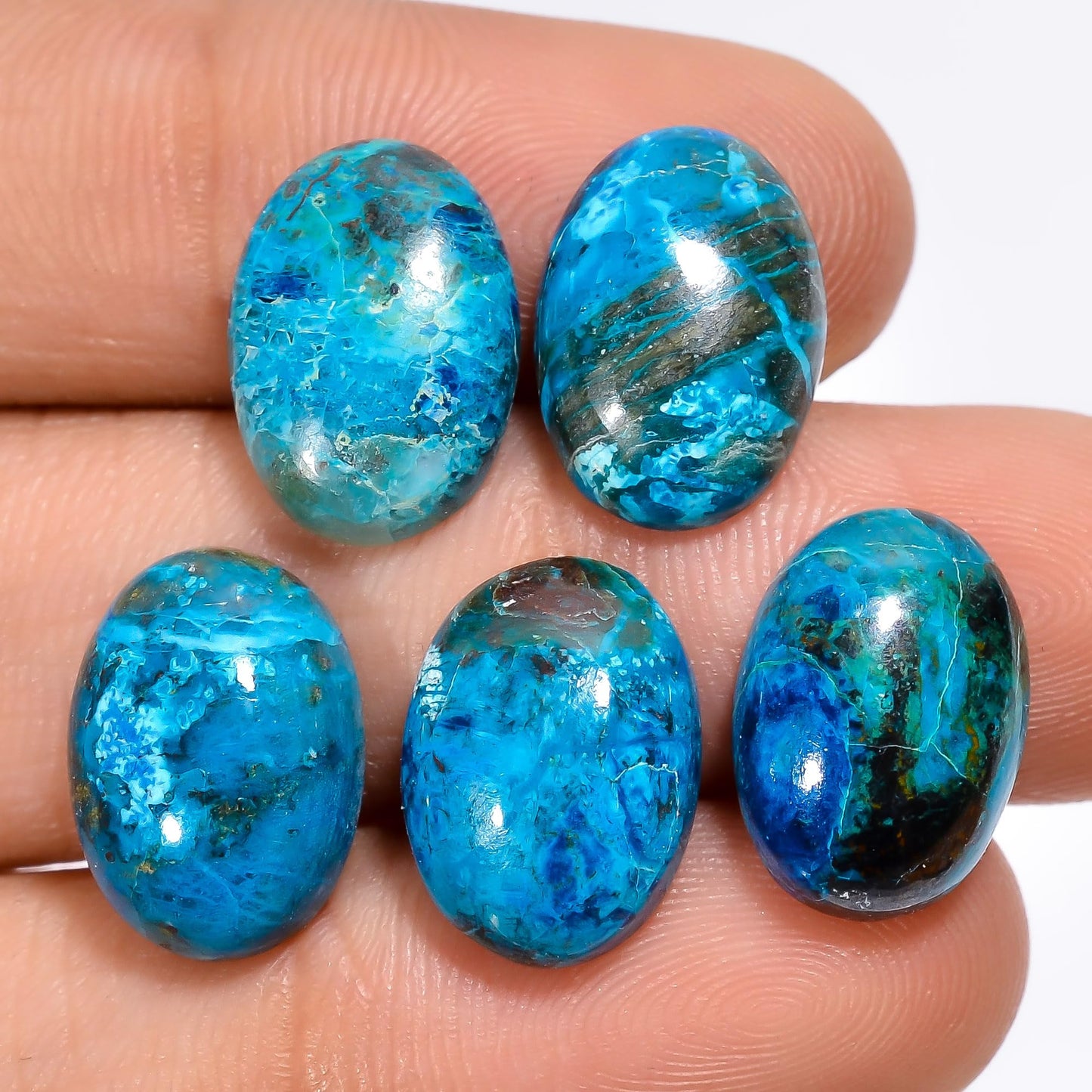 2 PCS, 14X10 MM, AURA GEMS Natural Chrysocolla, Cabochon, Oval Shape, Jewelry Making Stone Supply, Chakra Energy Healing Gemstone, Real Crystal, Birthstone, Wholesale deal
