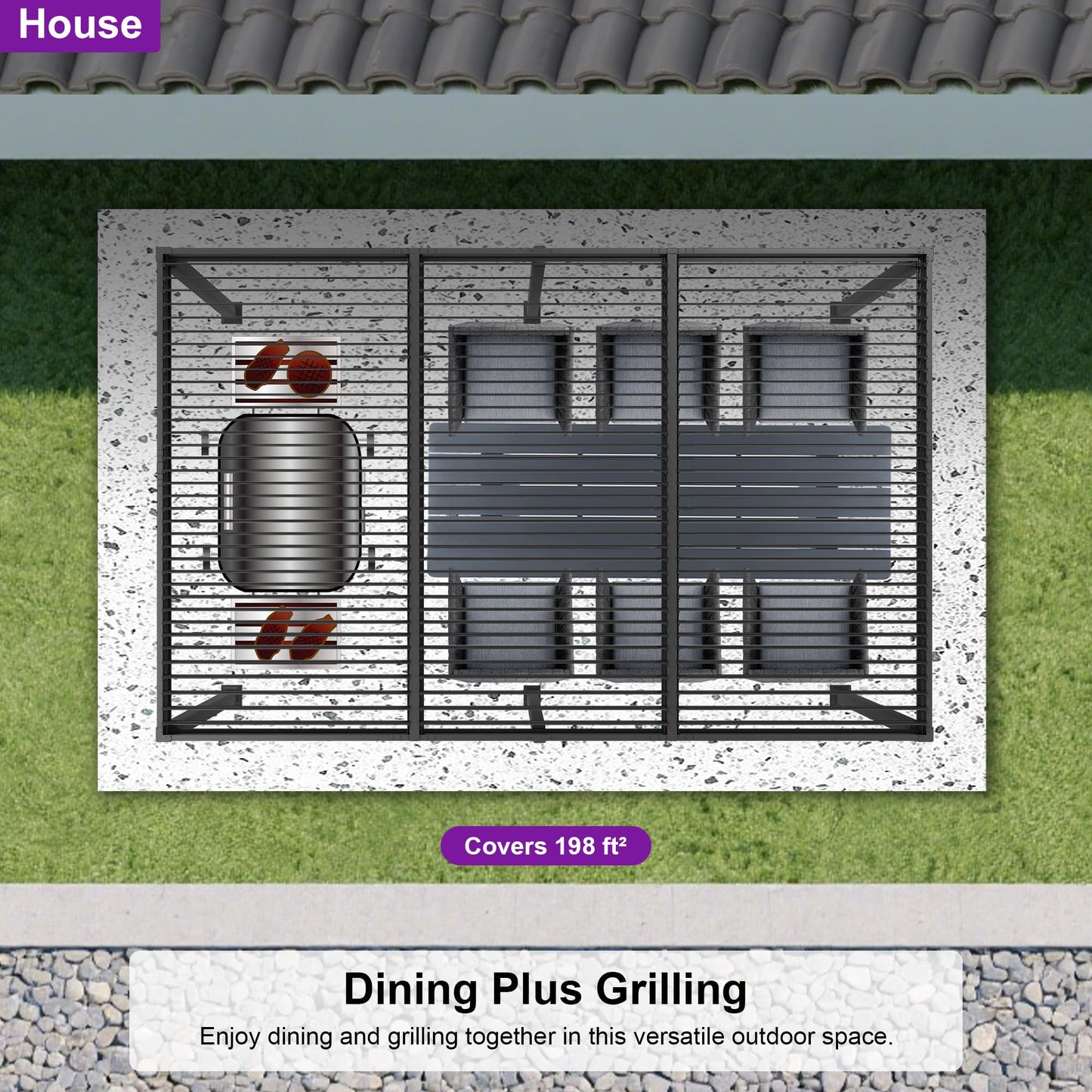 PURPLE LEAF Louvered Pergola 11' x 18' Aluminum Outdoor Pergola with Adjustable Louvers Roof and Integrated Drainage System 70 Mph High Wind Resistant Large Pergolas for Patio Poolside Garden Yard