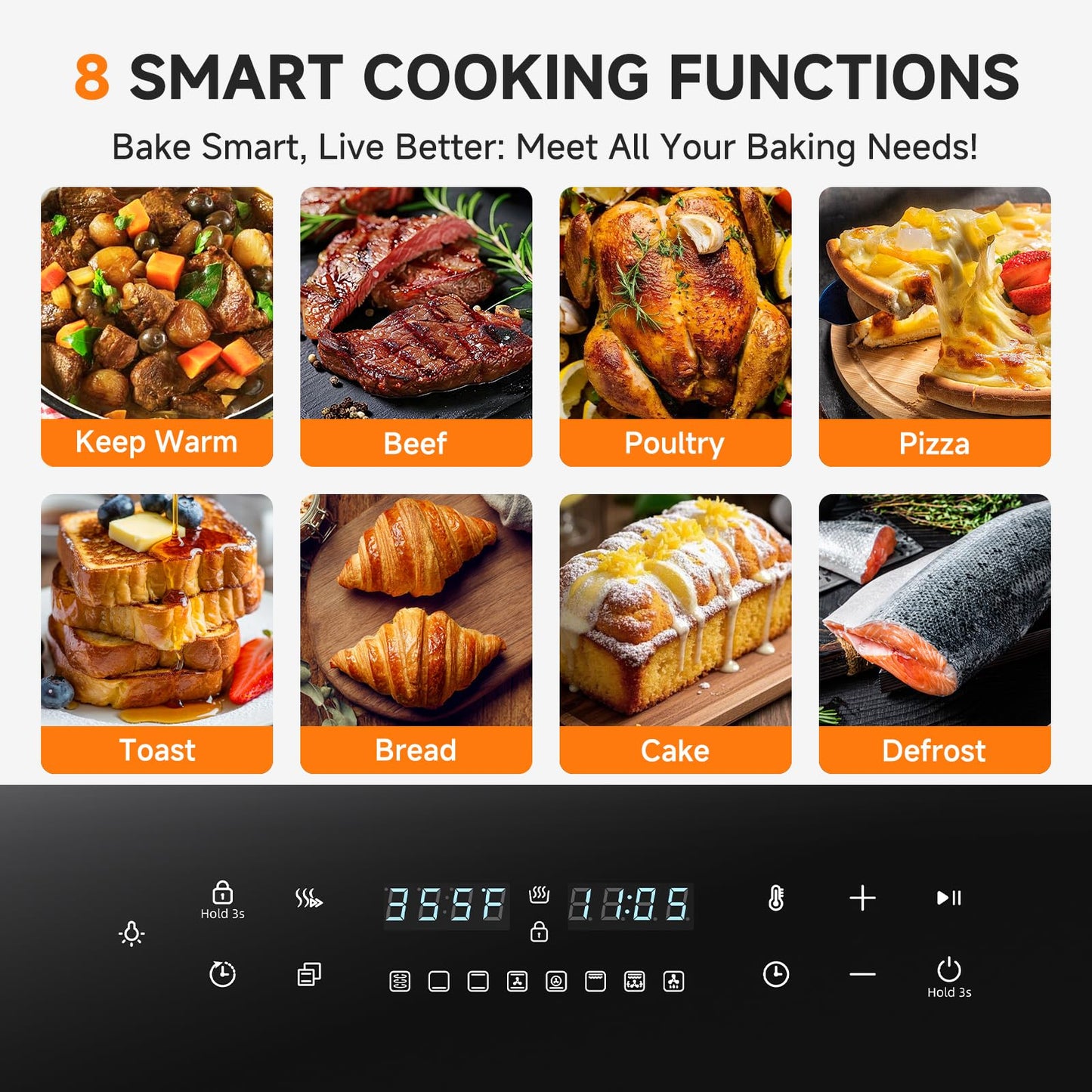 AMZCHEF Wall Ovens 24 inch Electric: 2800w Single Wall Oven with 8 Cooking Modes, 2.72 Cu.Ft. Electric Wall Oven, Convection Oven with Touch Control, Black