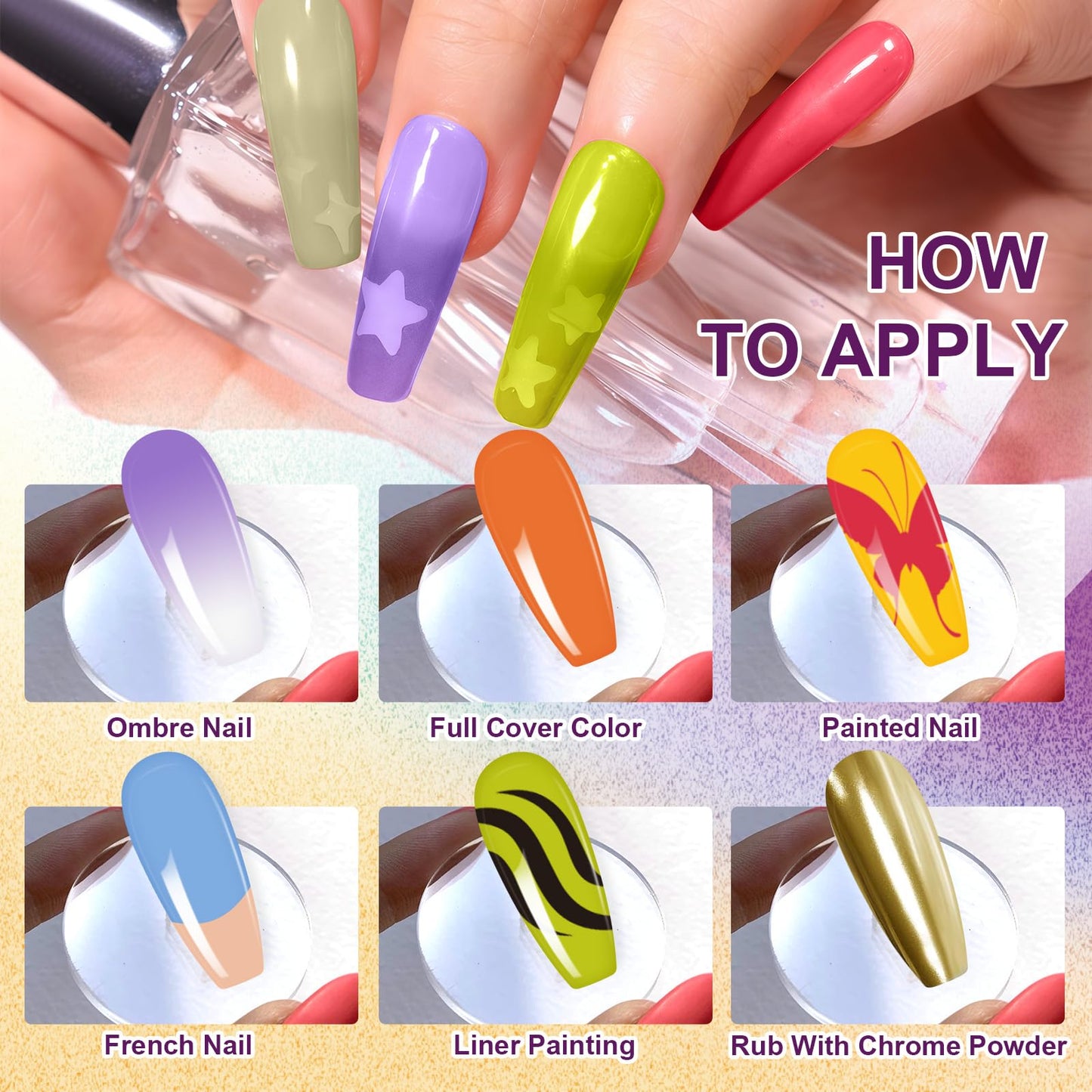 U-Shinein Gradient Painting Gel, 9 Bright Colors Ombre Gel Nail Polish Orange Yellow Blue for Pigment Pat Aura Nails French Manicure Soak Off UV Long-lasting Home Salon DIY Nail Art Joy Tints