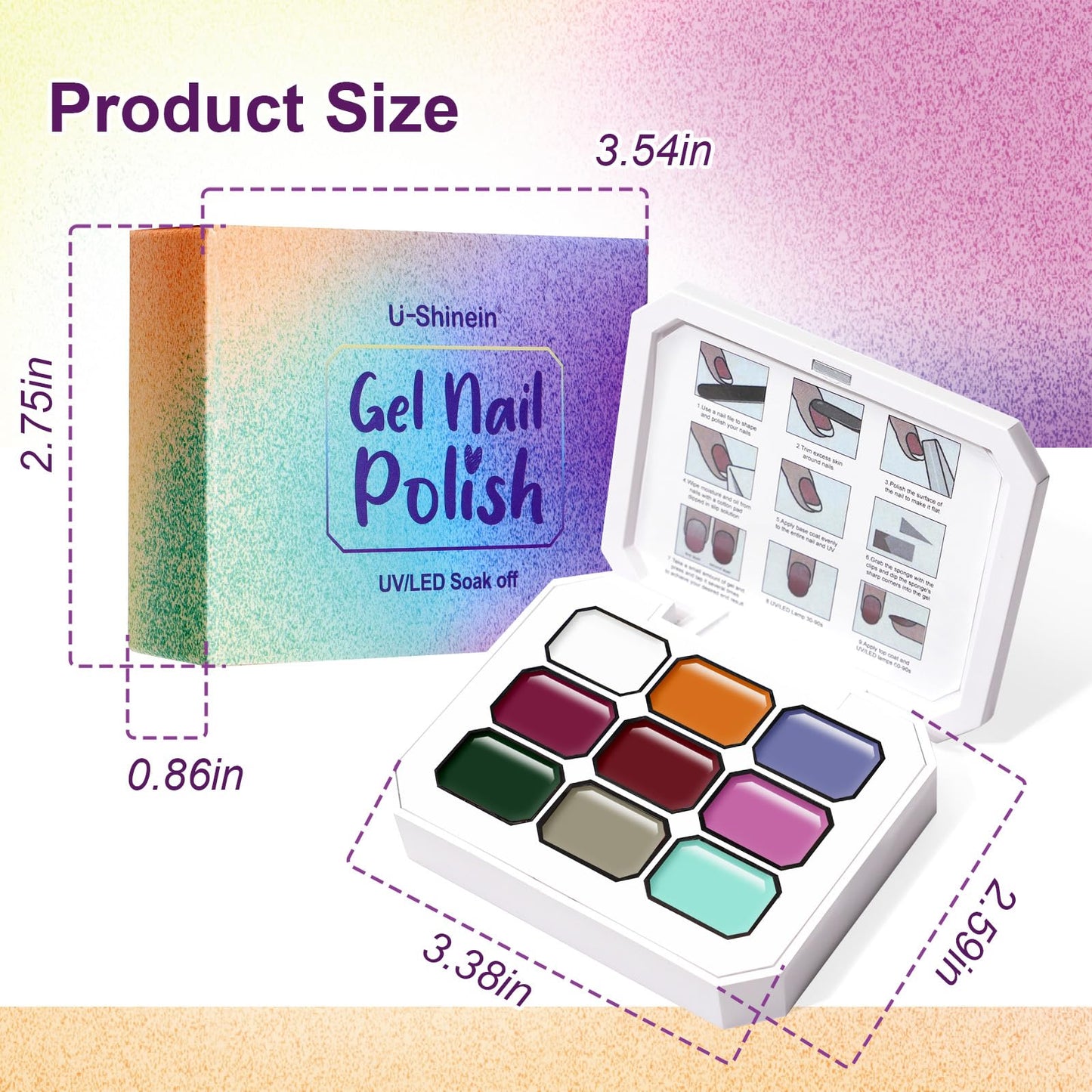 U-Shinein Gradient Painting Gel, 9 Colors Ombre Gel Nail Polish Brown Red Sponging for Pigment Pat Aura Nails French Manicure Long-lasting Soak of UV Home Salon DIY Nail Art Foreign Landscapes