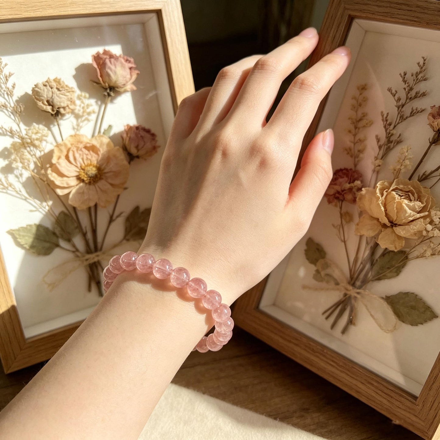 Rose Quartz Crystal Bracelet, Enhance Compassion & Positive Vibes Spiritual Jewelry Heart Healing Rose Quartz Beaded Bracelet, Soothing Energy Stone for Anxiety Relief