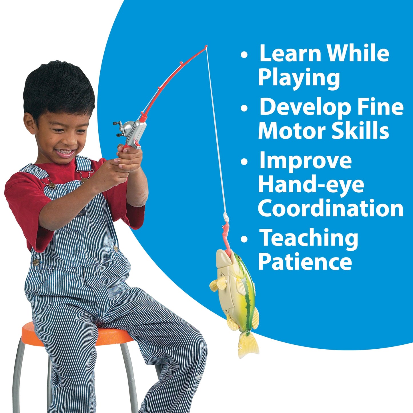 Small World Toys Kids Fishing Game, Catch of The Day Bass Magnetic Fishing Toy for Kids Ages 3+, Includes Toddler Fishing Pole and 1 Fish, Water Fish Toys for Kids, Bath Toy Pools & Tubs