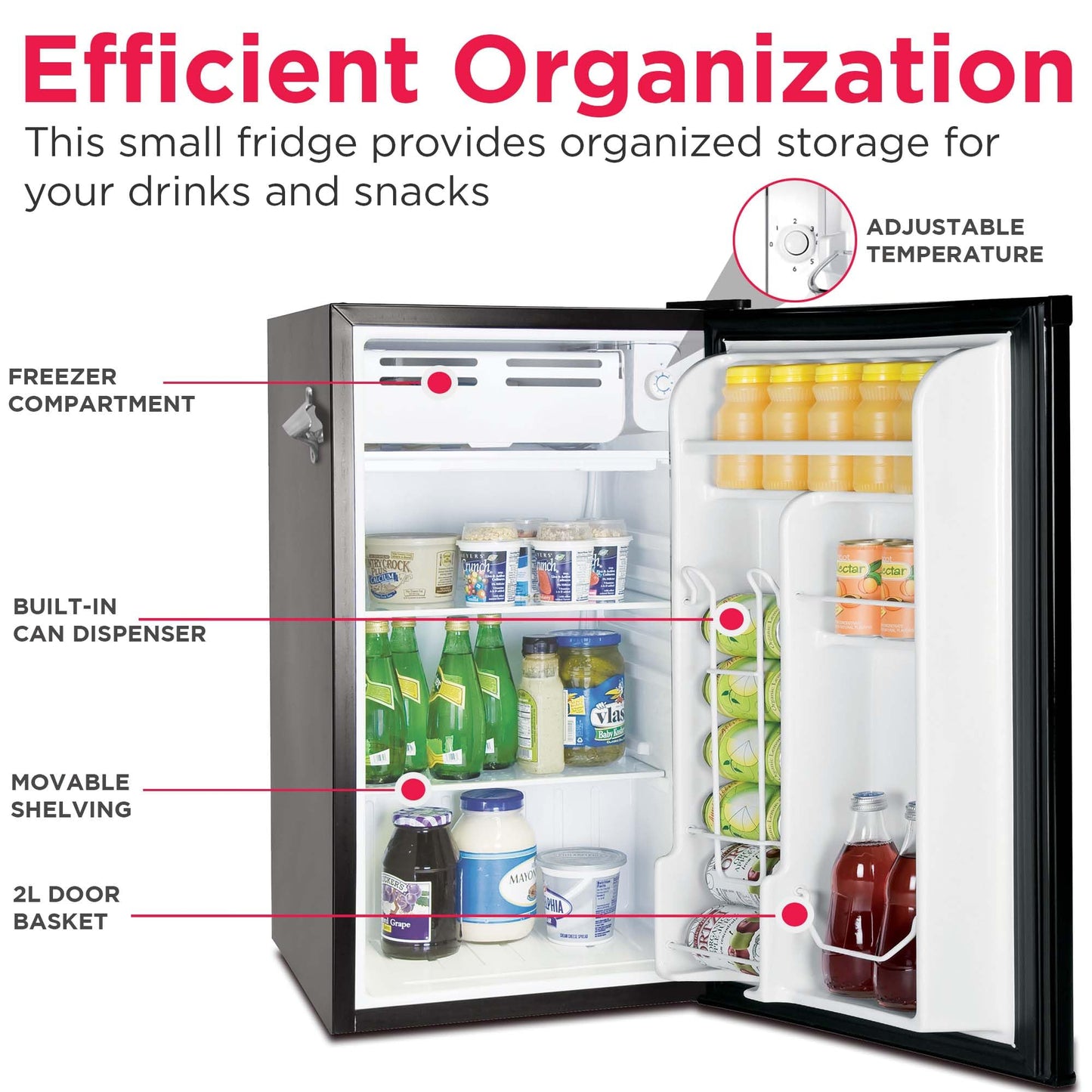 FRIGIDAIRE EFR376-BLACK 3.1 Cu Ft Black Retro Bar Fridge with Side Bottle Opener