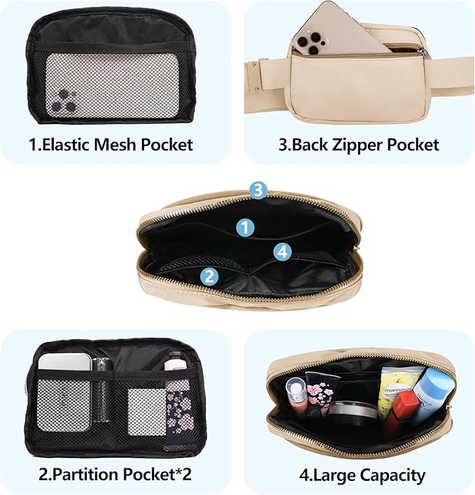 VOROLO Fanny Pack For Women And Men Crossbody Bag Belt Bag with Adjustable Strap Graduation Gifts Khaki