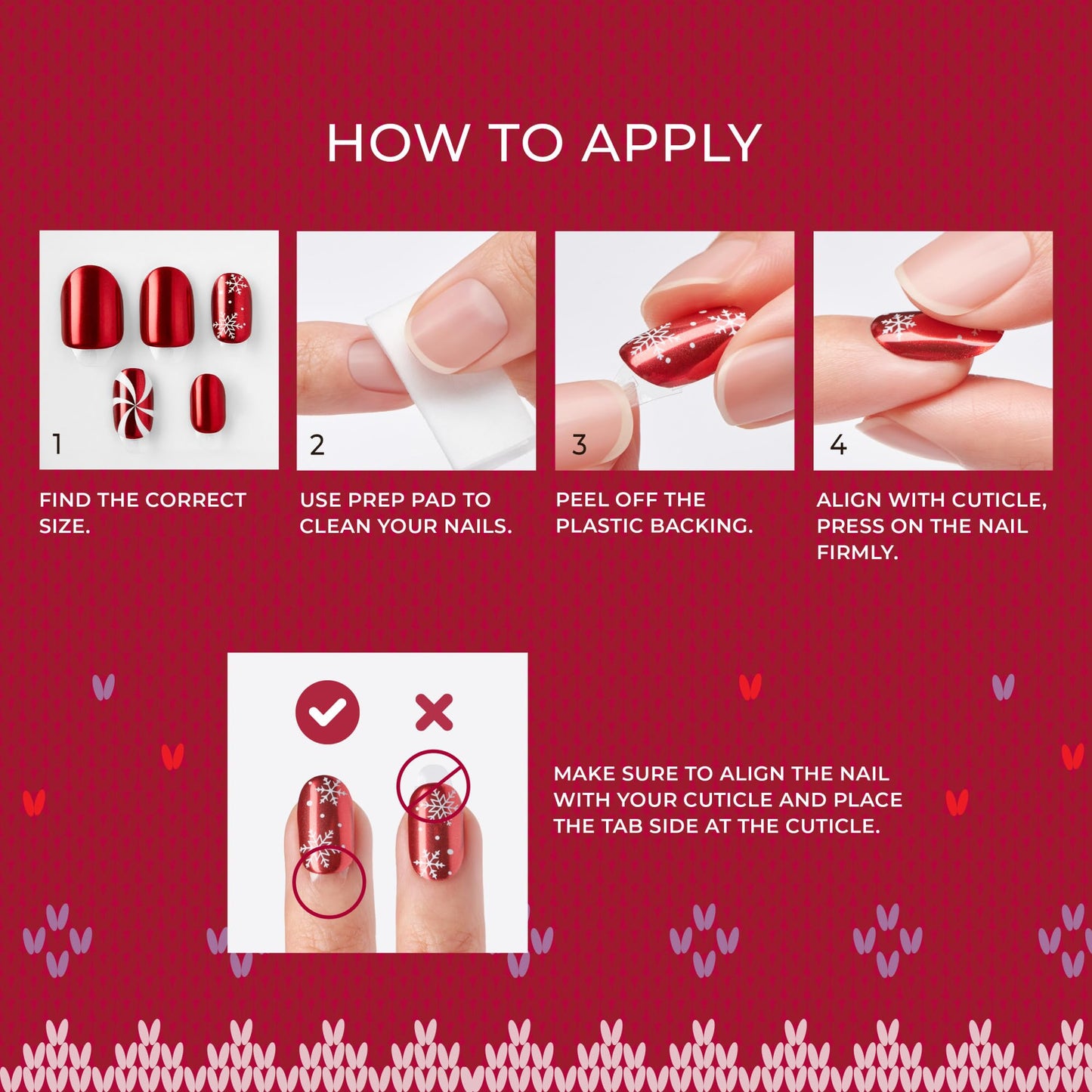 KISS imPRESS Holiday Press On Nails, ‘Be Merry’, Pink, Short Oval, 3D Effect, Improved Super Hold Adhesive, 30 Fake Nails, Prep Pad, Mini Nail File, & Manicure Stick
