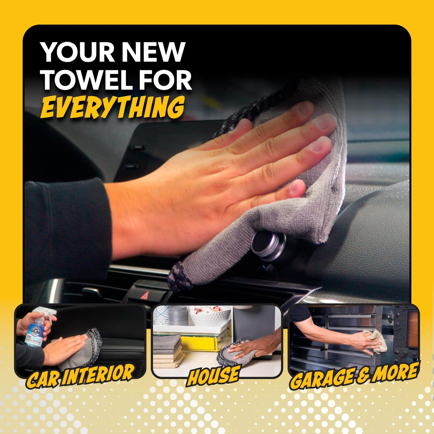 Chemical Guys AllSwipe Multi-Purpose Microfiber Towels for Cars, Microfiber Cleaning Cloth Multi Color Drying Towels Car Detailing for Wash Interior and Glass, 14 x 12 Inch - 6 Pack