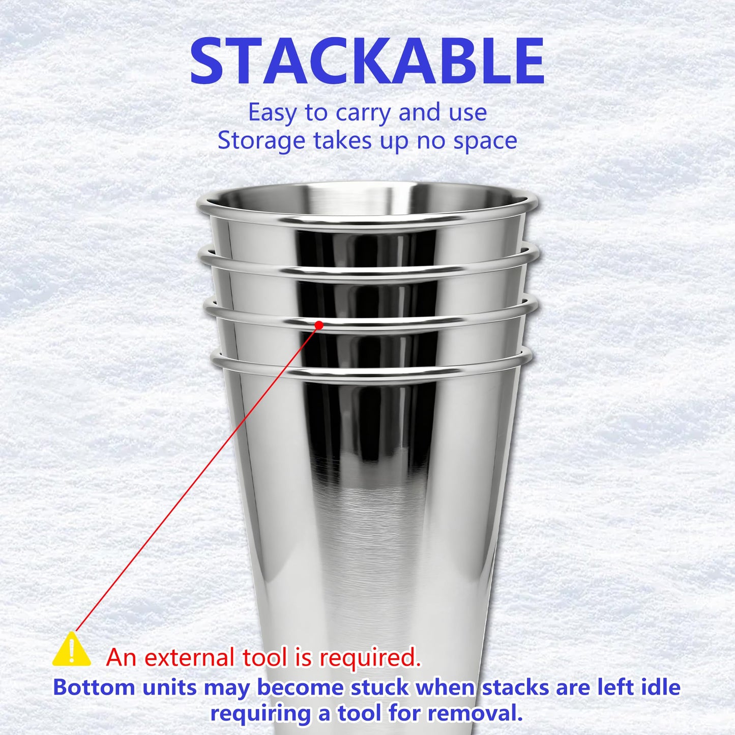 20oz 100PCS Stainless Steel Pint Cup,Pint Tumbler,Reusable metal Cups,Stainless Steel Water Tumbler,BPA Free,Stackble,Durable,Unbreakable Metal Drinking Glasses for Bar,Banquet Mugs (100, 20OZ)