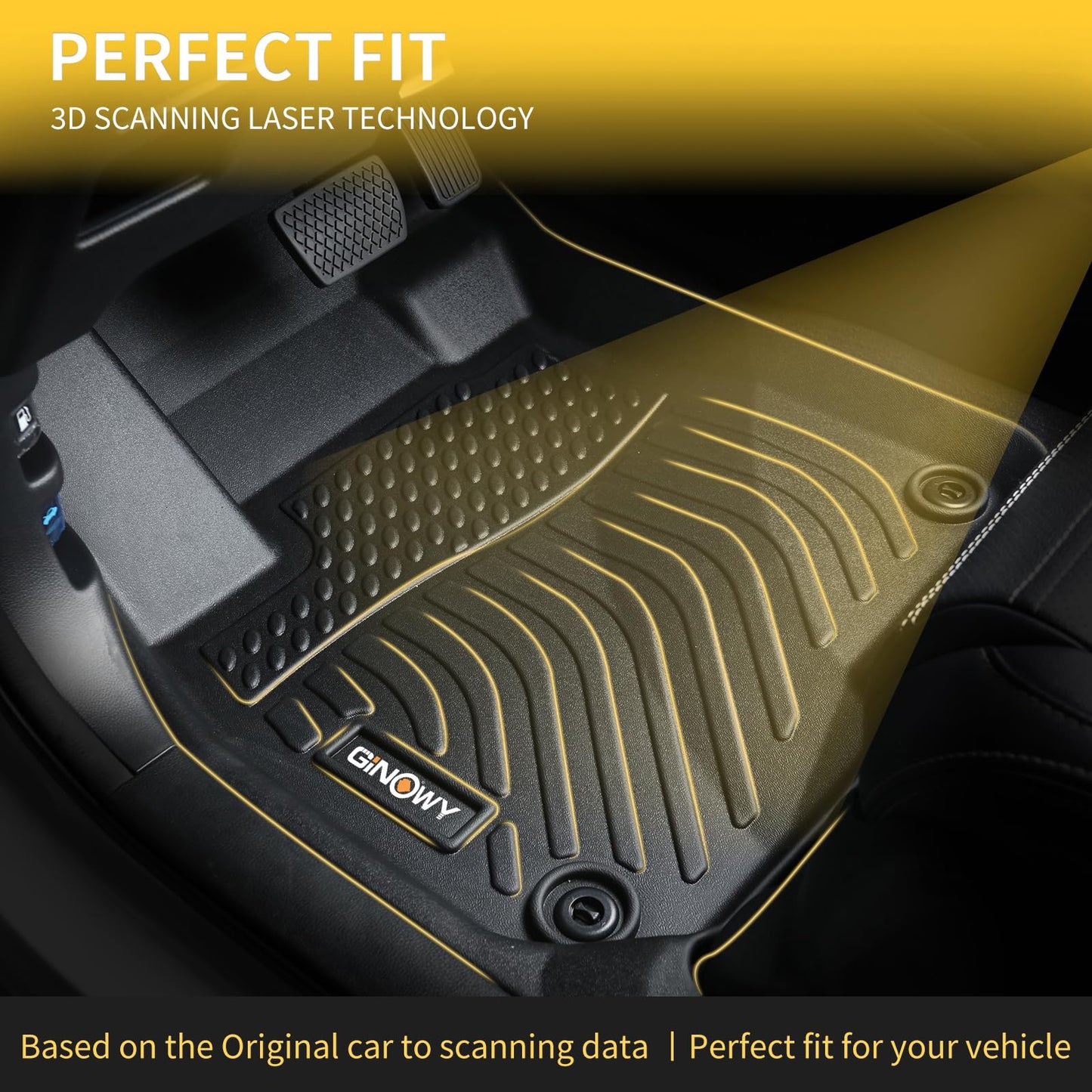 GINOWY-Floor Mats & Cargo Liner for Genesis GV70 2022-2026 (Not fit Electrified GV70), All Weather Car Floor Mats Cargo Liner TPE Rubber Trunk Mat Trunk Liner, GV70 Accessories Mats