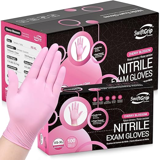 SwiftGrip Pink Disposable Gloves, X-Small, Disposable, Latex-Free, Food-Safe, Powder-Free, 1000-ct Case