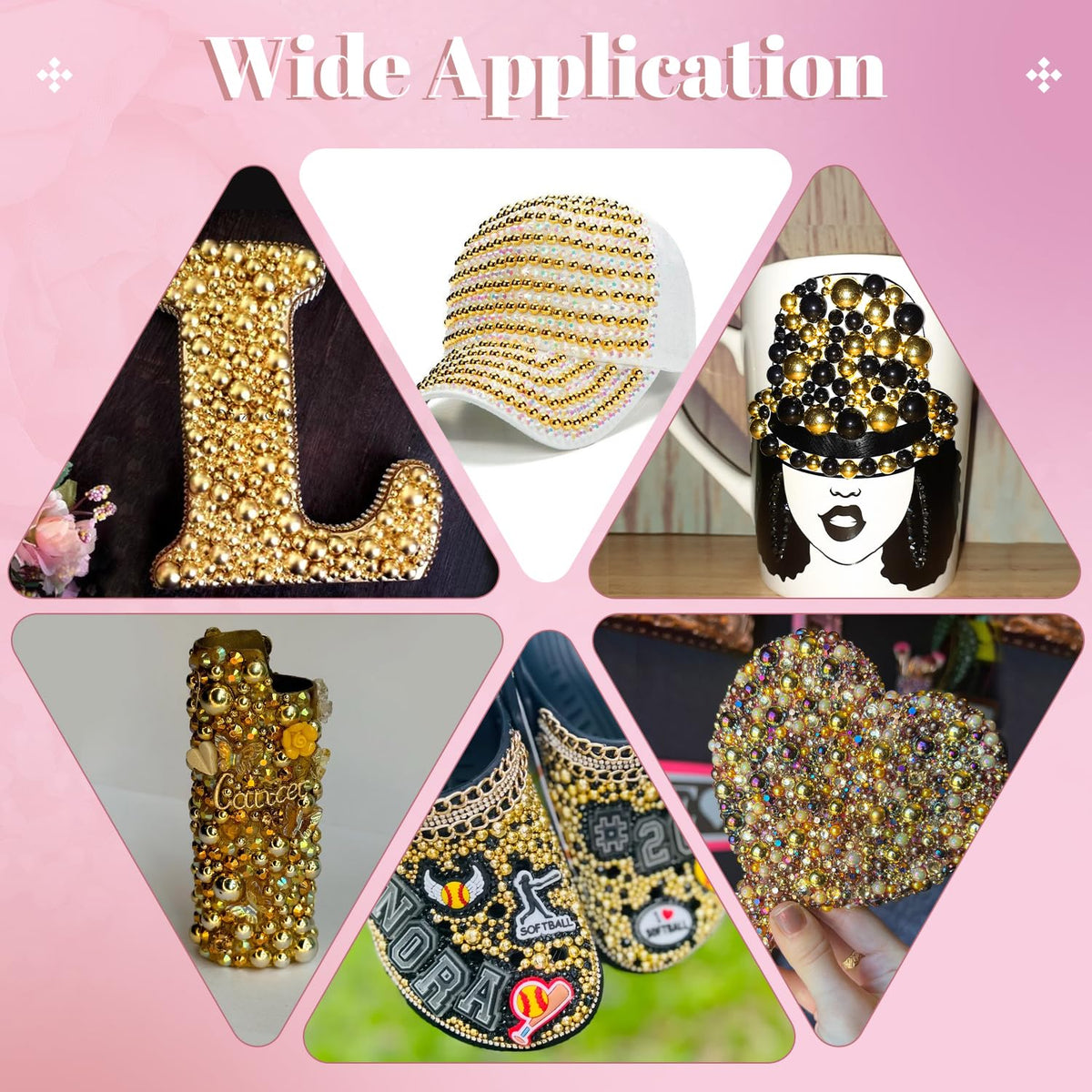 11000Pcs Flatback Pearls for Crafting (Gold), Assorted Size 2/3/4/5/6/8/10mm Non Hotfix Half Pearl, Bedazzling Bead for DIY Crafts Clothing Tumblers Mugs Shoes Fabric Embellishment Nail Art Makeup