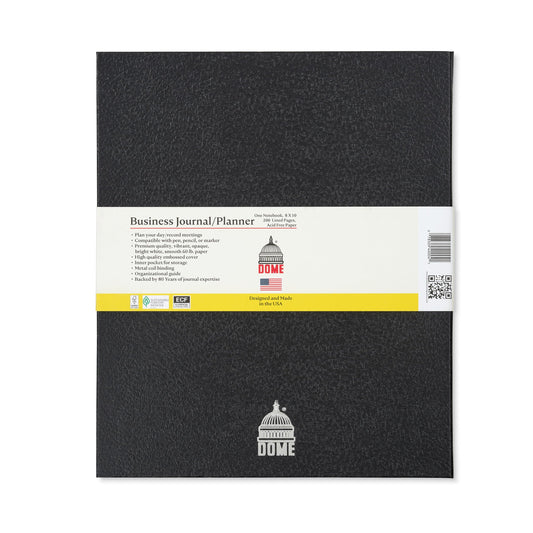 DOME Business Journal – 8 x 10 Inch Hardcover Professional Planner Notebook with Metal Coil Binding, Stickers & Organizational Guide, 200 Pages, Premium Acid-Free 60-lb Paper, Made in USA (8 x 10)