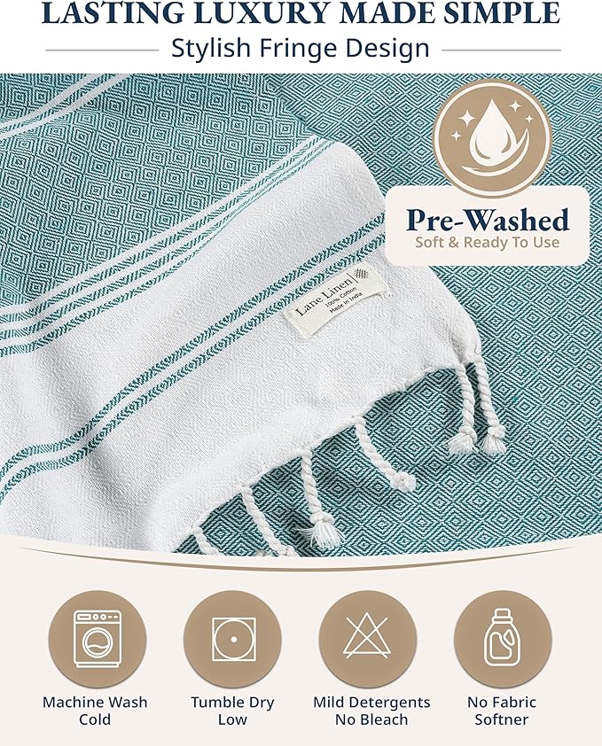 LANE LINEN Beach Towel - Beach Towels Oversized, Pre-Washed Large Beach Towels, Sandless Beach Towel, Quick Dry Travel Towel, Large Pool Towels, 39"x71" - Baltic