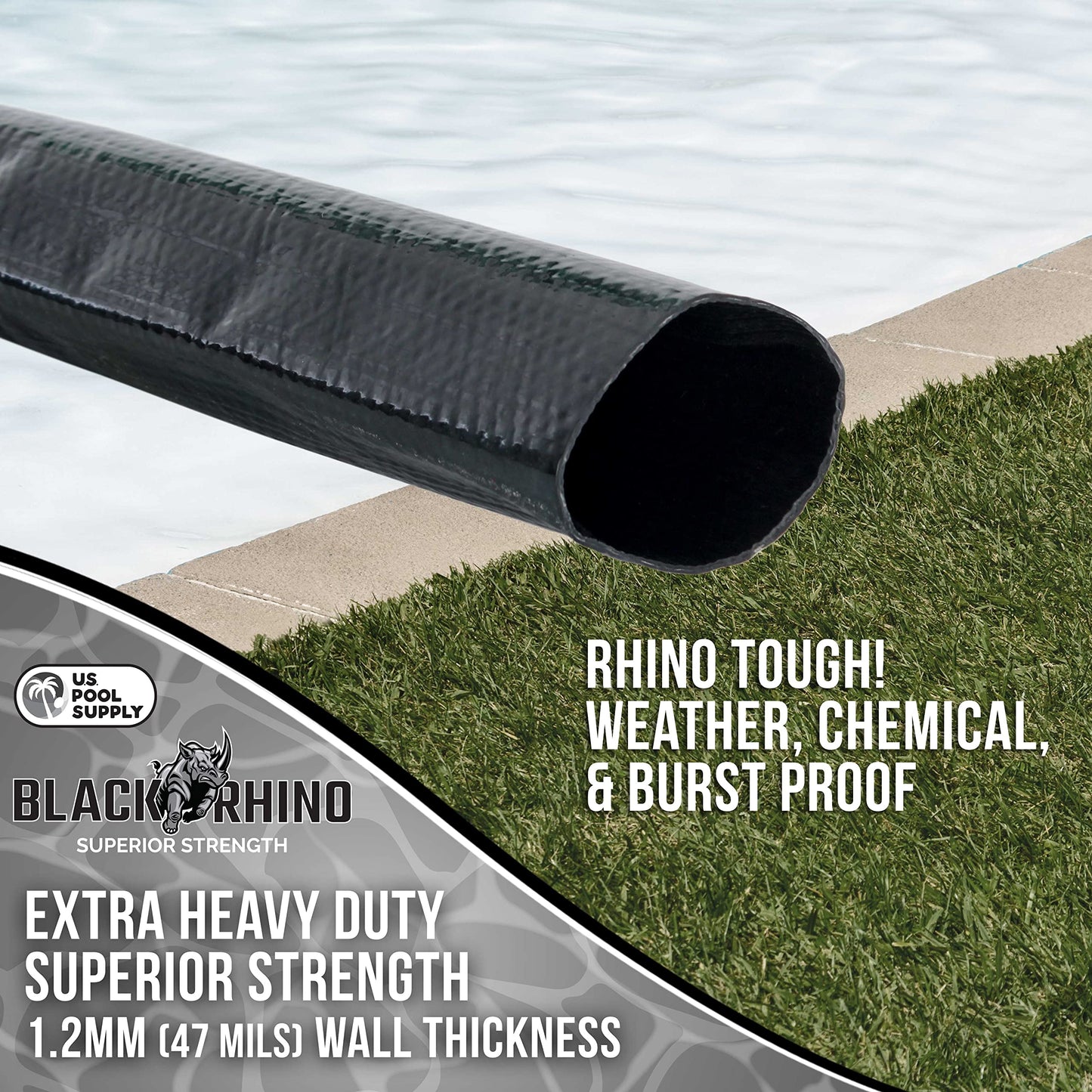 U.S. Pool Supply Pool Backwash Hose 1 1/2 Inch Diameter x 25 Feet - Discharge Hose for Pump, Sand Filter & Sump Pump Hoses - Burst Resistant Lay Flat Drainage Hoses for Inground & Above Ground Pools