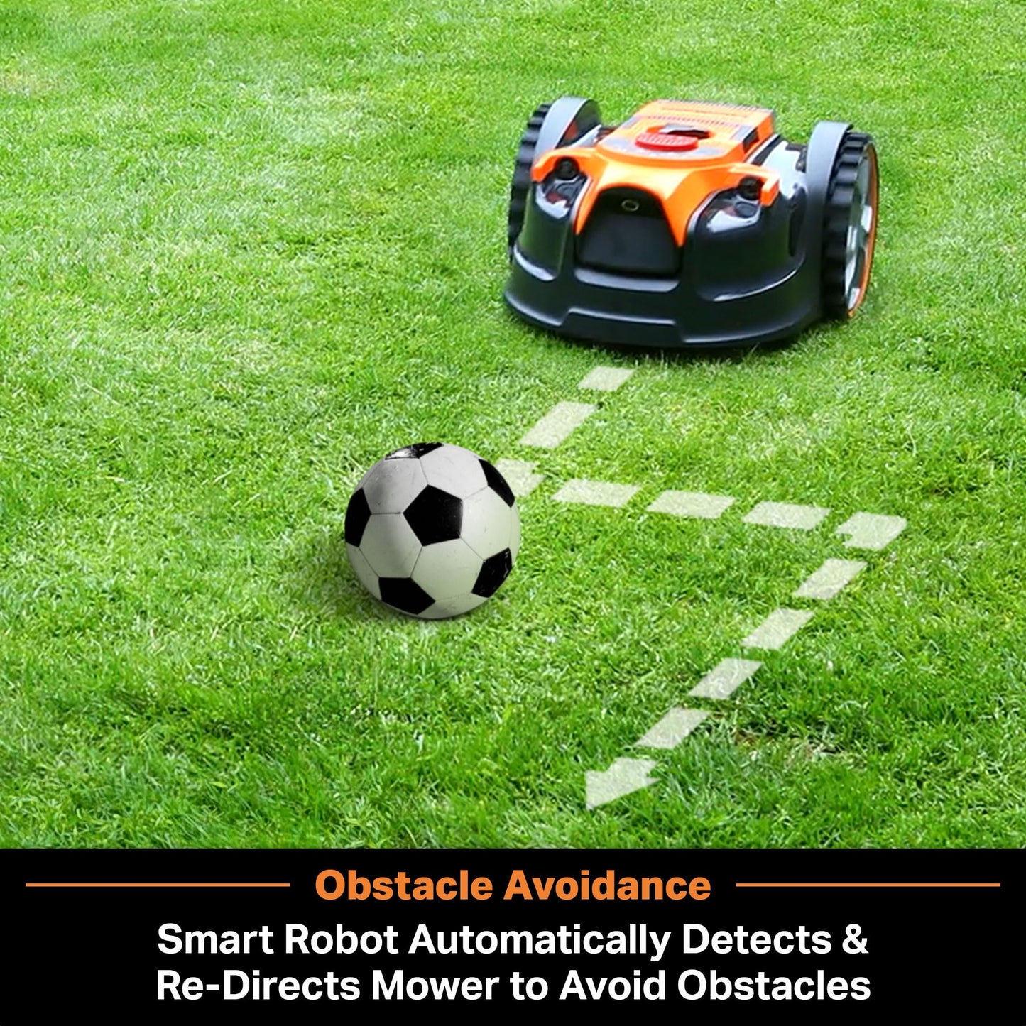 LawnMaster OcuMow™ Perimeter Wire Free Robot Lawn Mower Cuts Small Lawns 1000-2000 Square Feet with Optical Navigation, Obstacle Avoidance, Low Noise and No Go Function