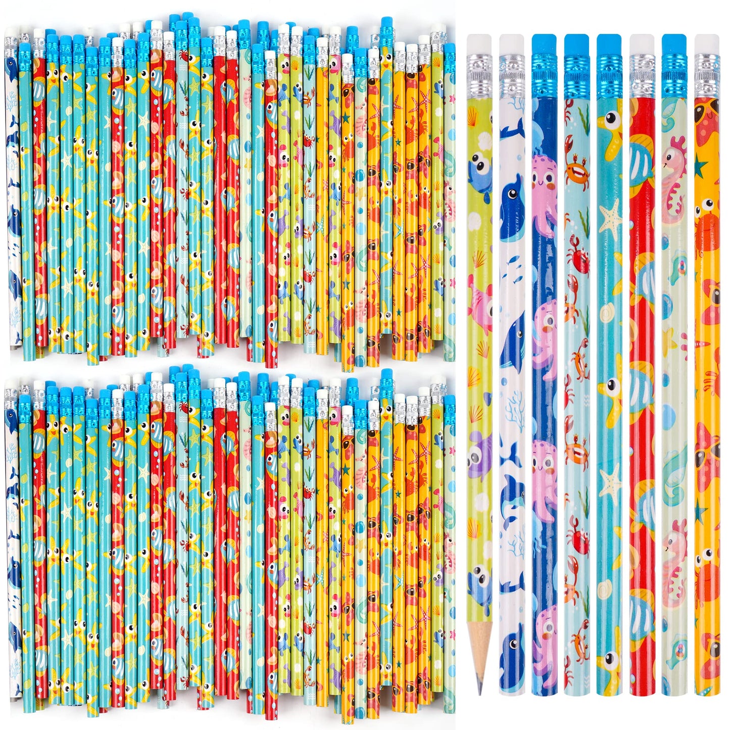 Kolewo4ever 200 Pieces Under The Sea Pencils Ocean Pencil Wood Pencil Oceam Element Sea Themed Pencils for Teachers Classrooms Reward School,Learning Activities