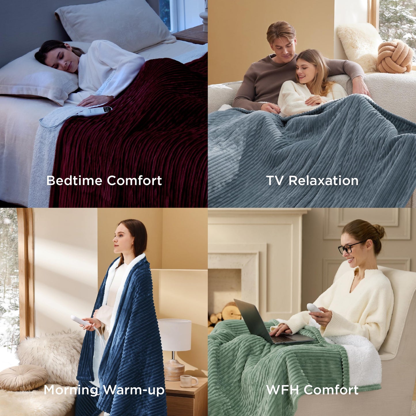Bedsure GentleSoft Electric Blanket Full Size - Soft Ribbed Flannel Heated Blanket, Heating with 6 Time Settings (Up to 10H), 6 Heat Settings & 8Hr Timer Auto Off, Gifts for Grandma (72"x84", Green)