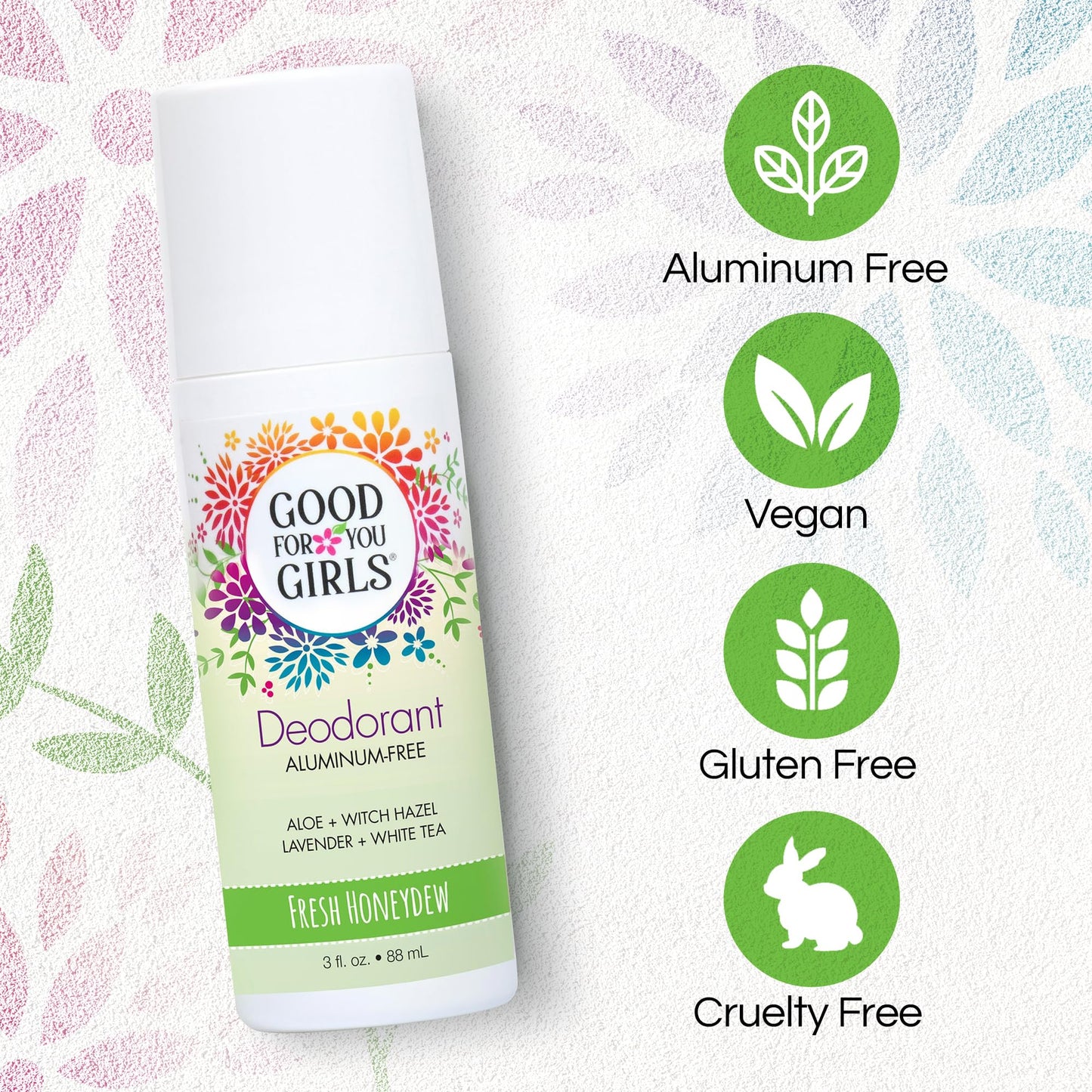 Good For You Girls Aluminum-Free, Natural Deodorant for Kids, Pre teens, Teens, Safe & Effective Odor Control, Clear Roll-On, Natural Fragrance, Vegan, Made in USA | Fresh Honeydew, 3 oz (Pack of 3)