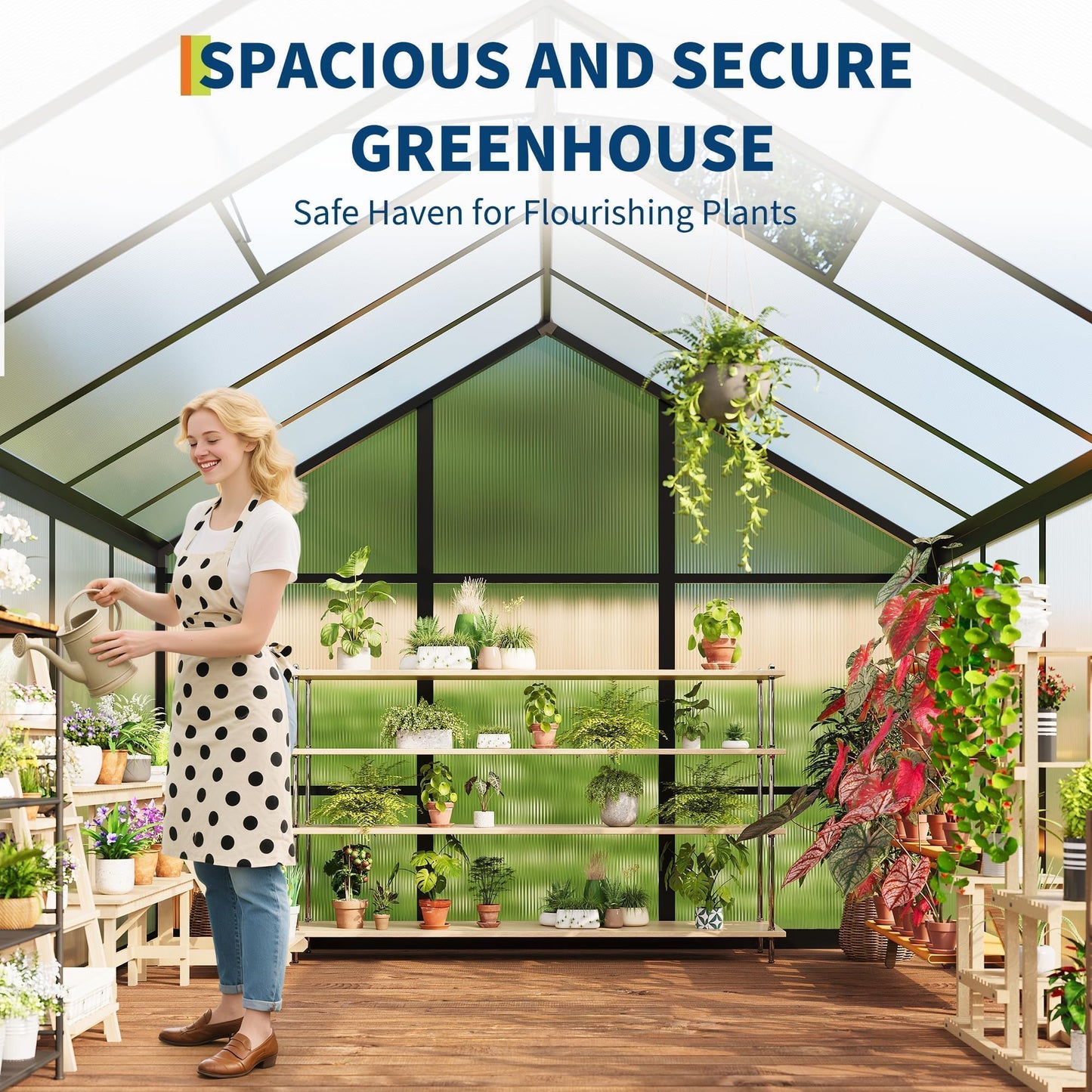 6X10FT Greenhouse, Aluminum Polycarbonate Green House, Green Houses for Outside with Sliding Doors, Outdoor Greenhouse with Ajustable Roof Vent, Withstands Bad Weather for Garden, or Backyard, Black