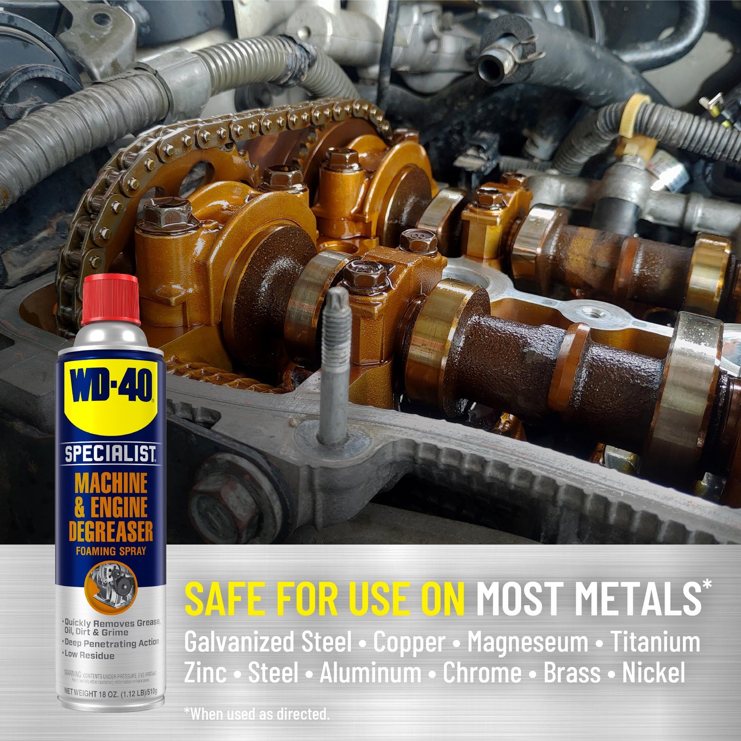 WD-40 Specialist Machine & Engine Degreaser Foaming Spray, 18 OZ [4-Pack]