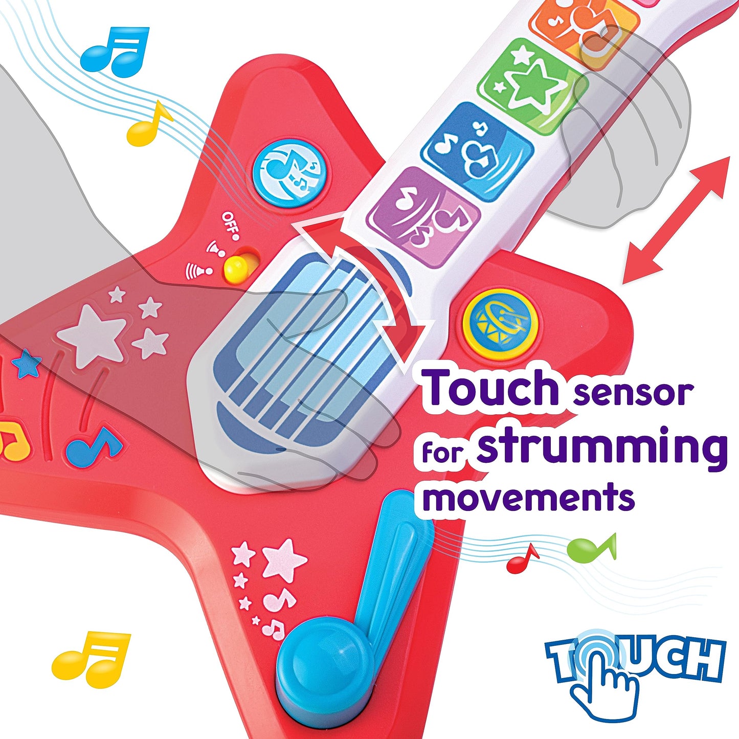 HAP-P-KID Magic Touch Guitar, Toddler Light Up Music Toy with Volume Control, Infant Touch Sensor Musical Instrument, 3 Modes of Play, Kids Toy Gifts for 12 18 24 Month, 1 2 3 Year Old Boys Girls