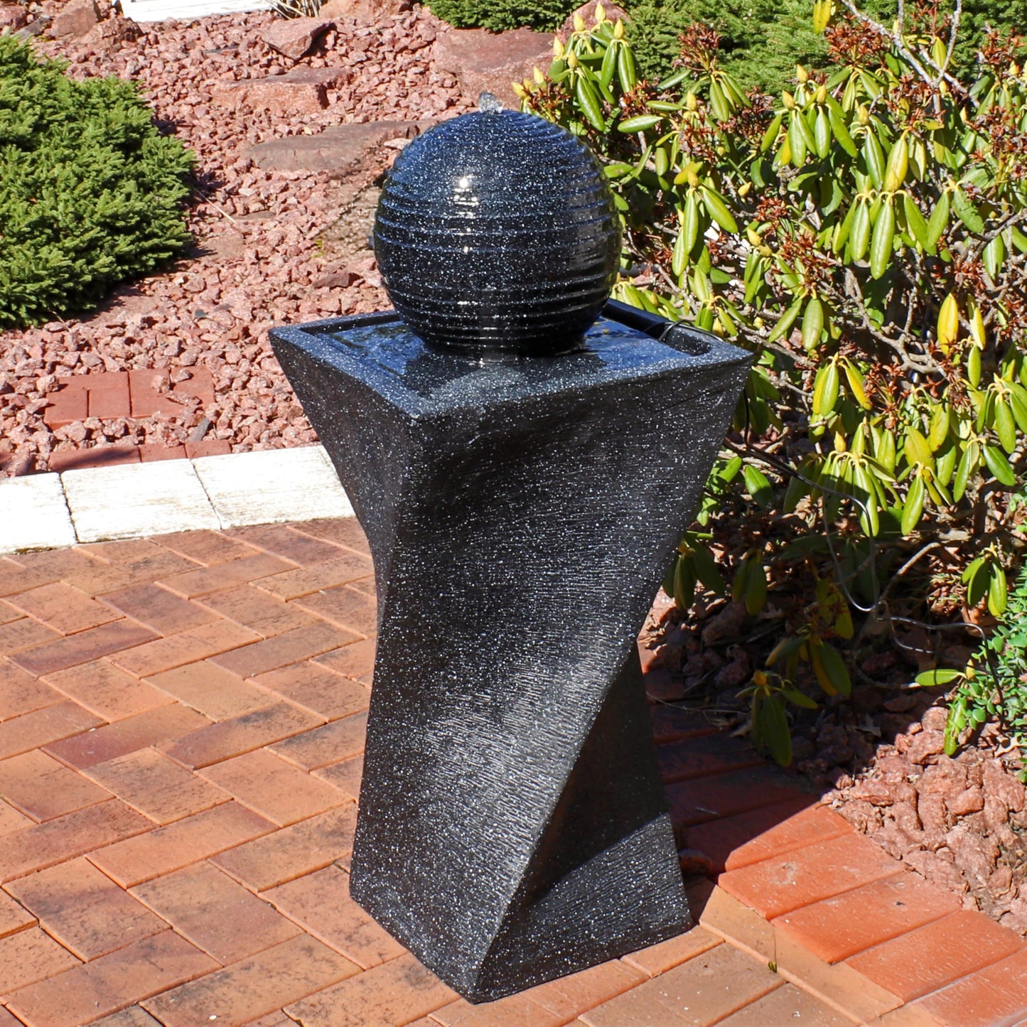 Sunnydaze 32-Inch Outdoor Solar Water Fountain - Backyard Water Fountain with Solar Battery Backup and LED Light for Garden, Patio, Yard or Balcony