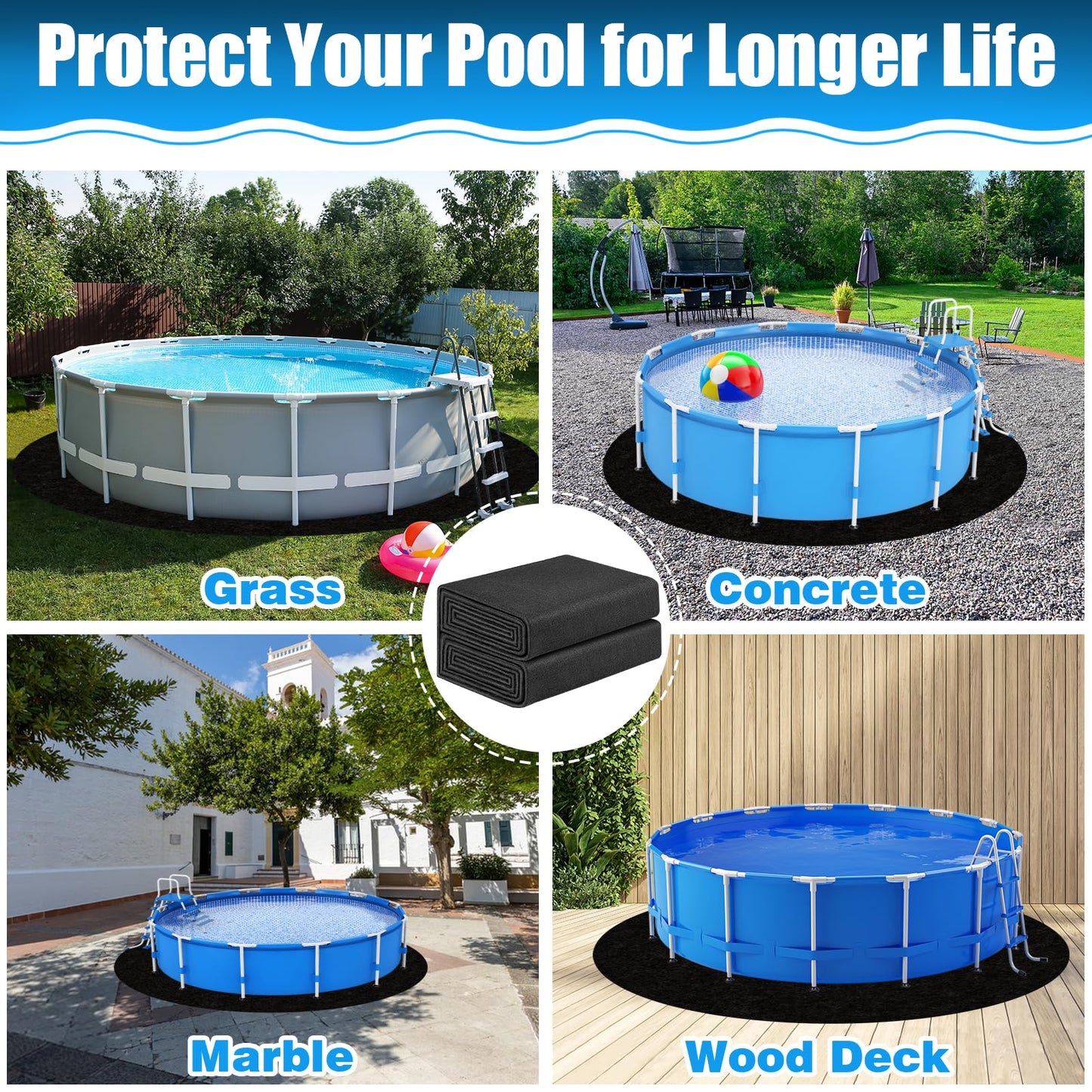 Svepndic 15ft Thickened Round Pool Liner Pad for Above Ground Swimming Pools,Swimming Pool Ground Cloth Above Ground Pool Mat Under Pool Floor Padding,Pool Equipment Pad