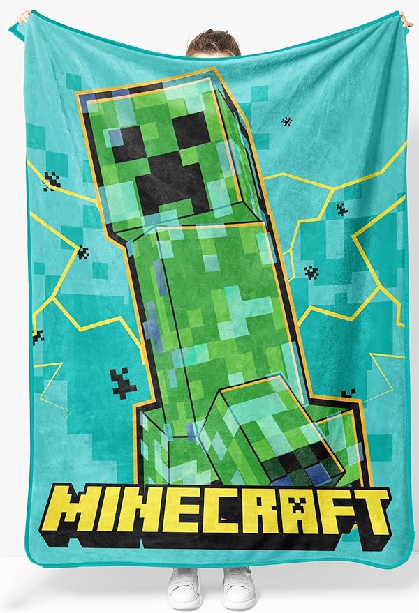 Jay Franco Kids Plush Throw Blanket â Soft & Cozy Fleece Throw for Bedroom & Couch DÃ©cor, Official Licensed Product, Teal - Minecraft, 46x60 - Throw Blanket