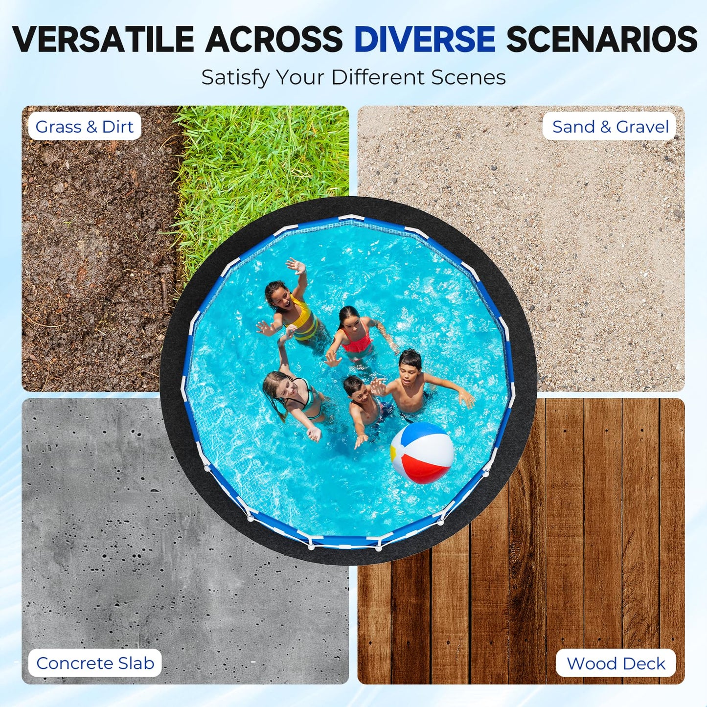 Uyittour 12Ft Round Pool Liner Pad for Above Ground Pools, 360G/M² Extra Thick Heavy Duty Under Pool Mat, Seamless Puncture Resistant Geotextile Fabric Ground Padding, Extends Liner Life, Black