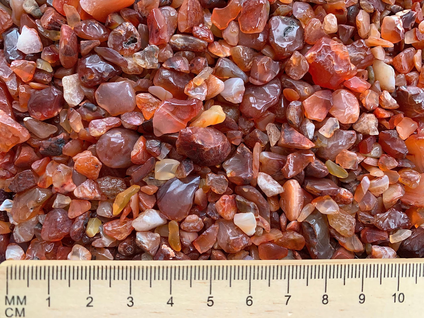 WHOLESALE Natural Semi Tumbled Carnelian Gemstone Chips, Crushed Mini Crystals, Undrilled Crystal Chips (Carnelian, 0.25 Pound)