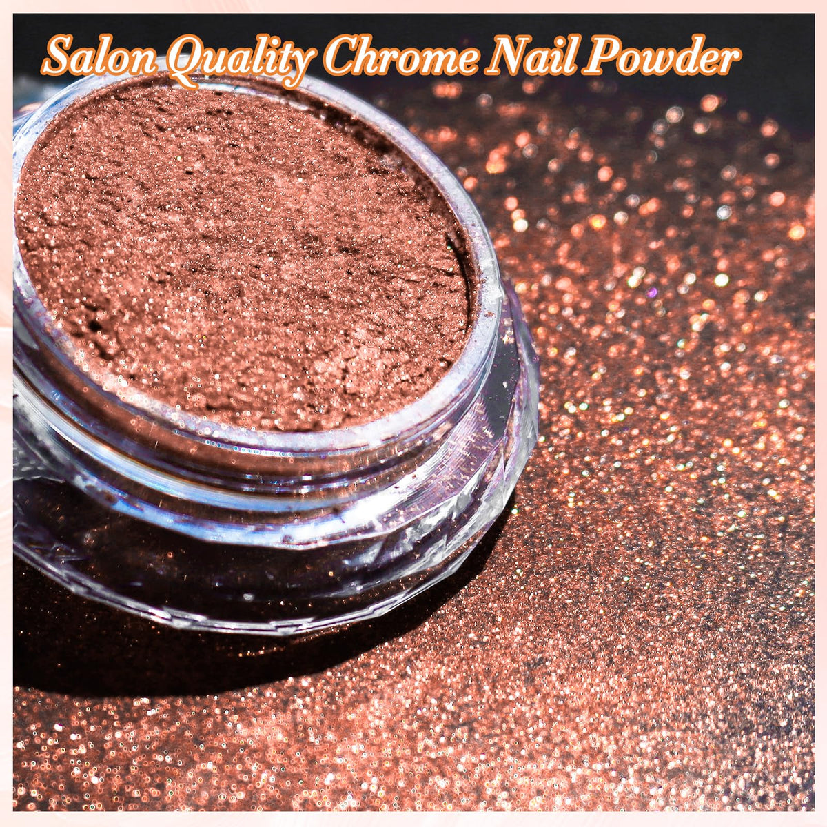 FNNZ Chrome Nail Powder, Rose Gold Metallic Nail Powder, Pigment Premium Mirror Chrome Nail Powder Mirror Effect Salon Nail Art Glitter Dust for Gel Polish Decoration Home DIY Nail Manicure