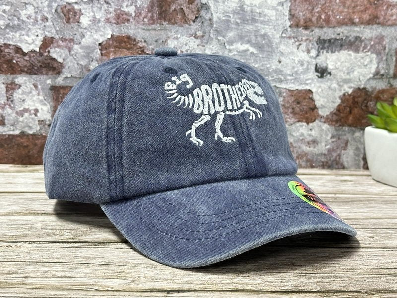 Hepandy Tyrannosaurus Hat for Big Brother, T-Rex Skeleton Bones Baseball Cap for Kids, Gift for Boys, Navy Blue Cotton Hat
