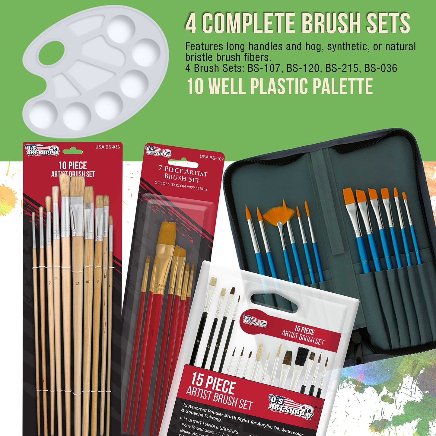 U.S. Art Supply 133-Piece Artist Painting Kit - Aluminum & Wood Easel, 24 Each (Acrylic, Oil, Watercolor Paints), 8 Canvases, 44 Brushes, 4 Paint & Sketch Pads - Painting Kits for Adults, Gift Set