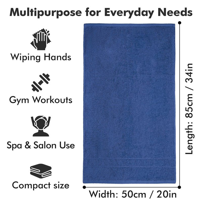 Novo Home 100% Cotton Hand Towels for Bathroom – Soft & Absorbent Towel Set– Pack of 6 Small Towel (34x20in) – Quick Dry Luxury Cotton Hand Towels – Royal Blue