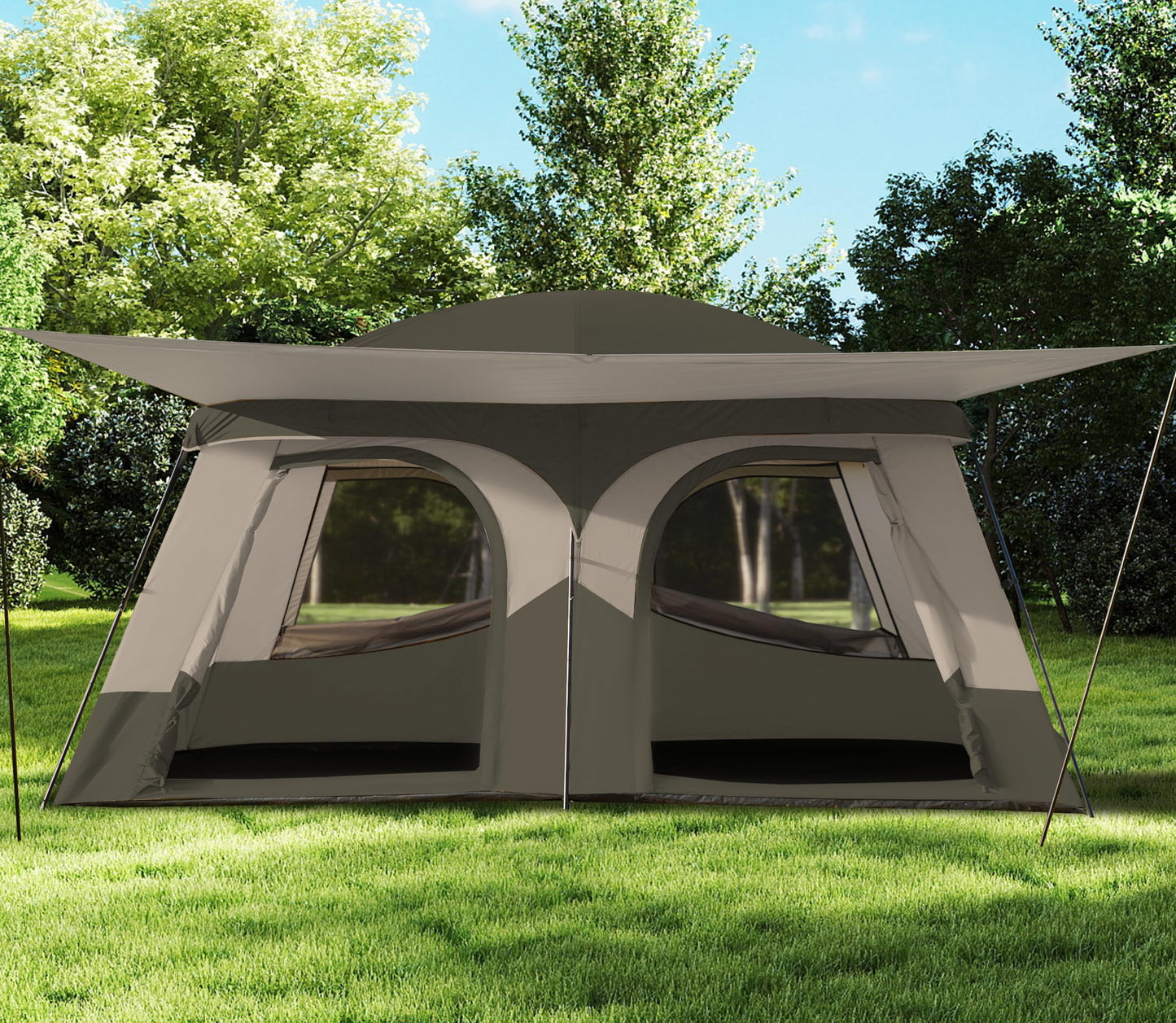 Vidalido Tents，8-10 Person Camping Tent with Extended Vestibule，2 Room Weather Resistant Family Tents，Easy Install Waterproof Outdoor Tent for Camping Hiking（Green）