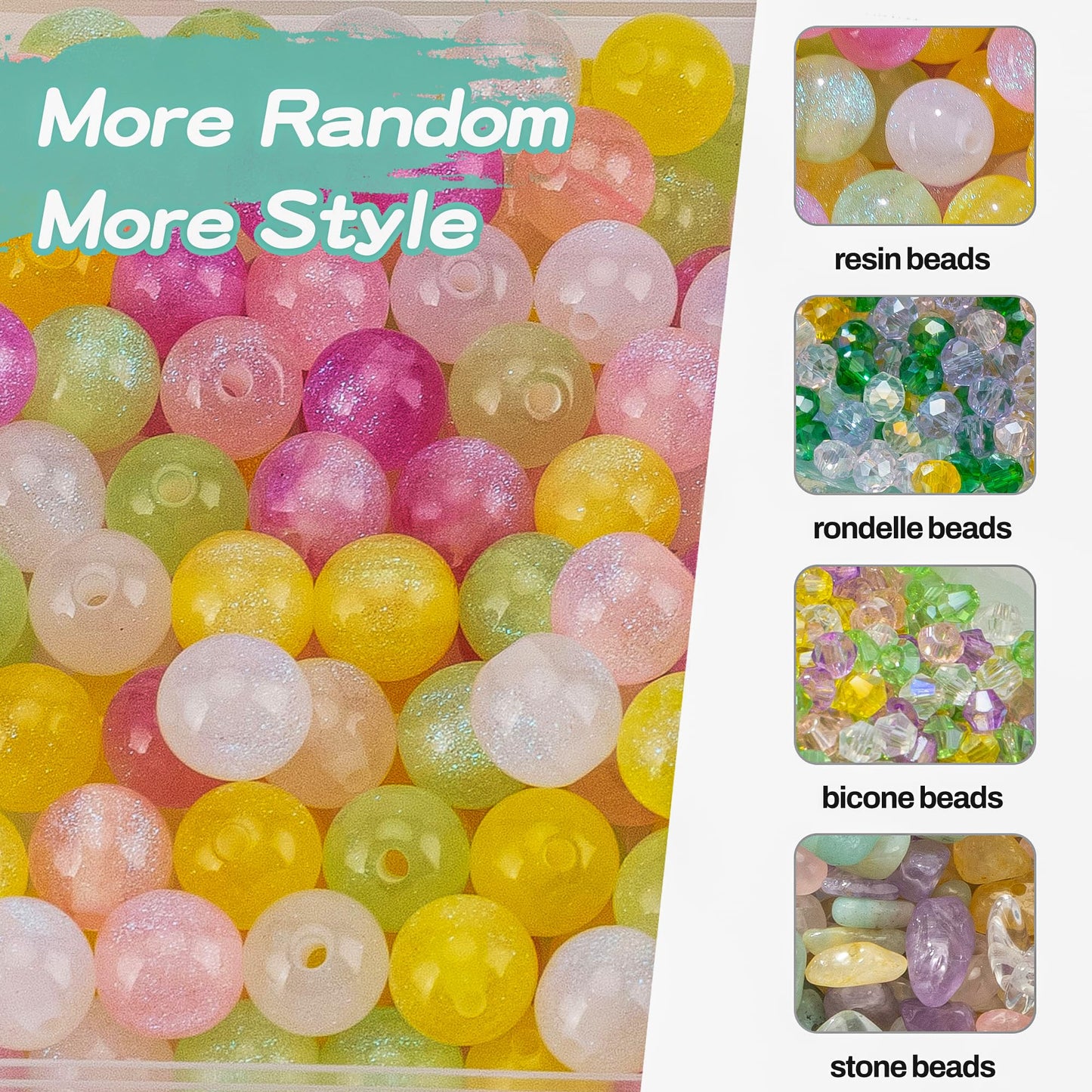 Craft Glass Assorted Beads for Bracelet Making Kit, Including Rondelle Beads, Facted crystal Beads, Ideal for DIY Handmade, Charms, Necklaces & Accessories, Jewelry Making Supplies for Beads Lovers