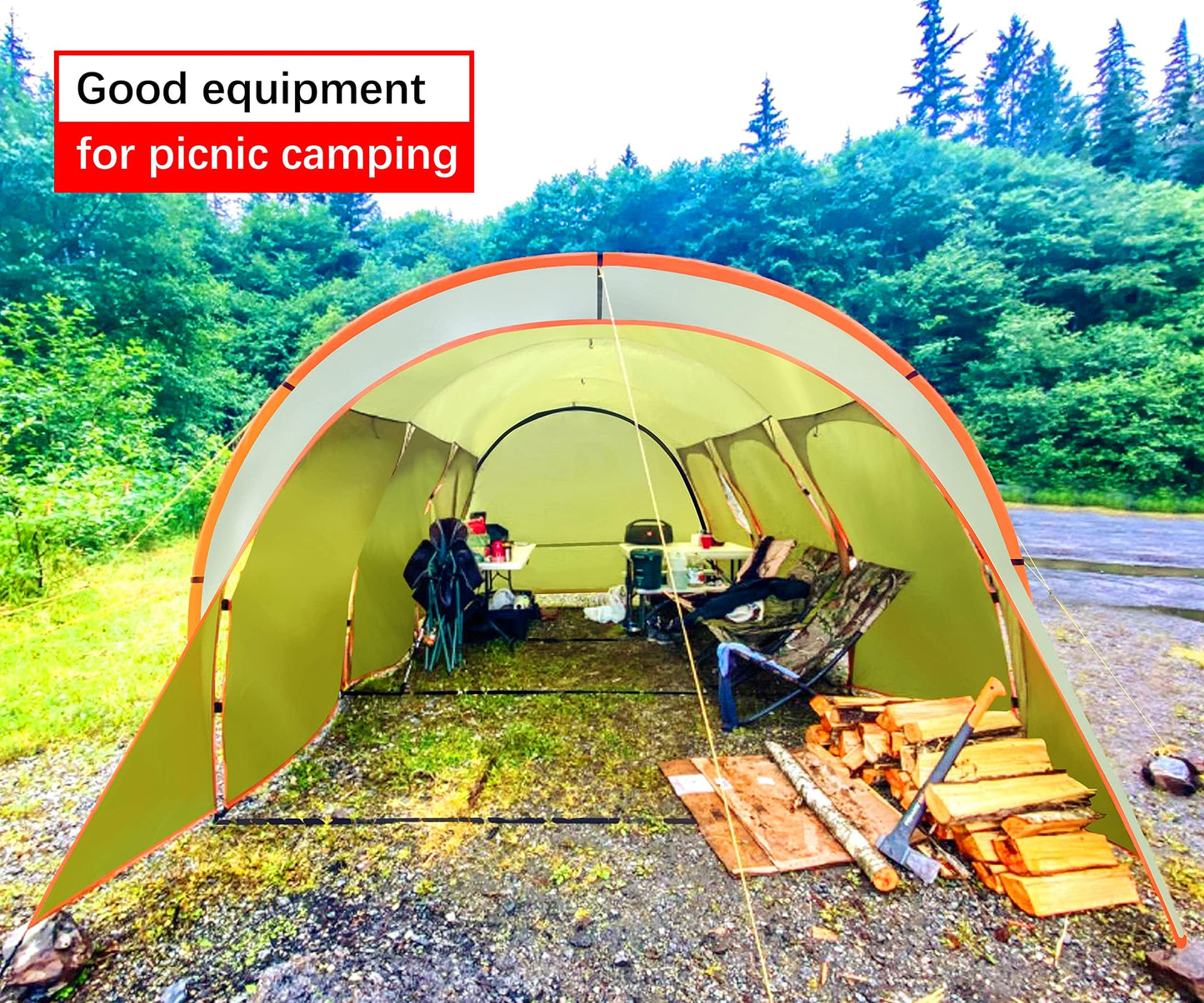Car Canopy Tent Large Camping Shade for 8-10 Person Family Tent Picnic, BBQ, Friends Gathering Waterproof Windproof Lightweight Easy Setup 15 * 10 FT