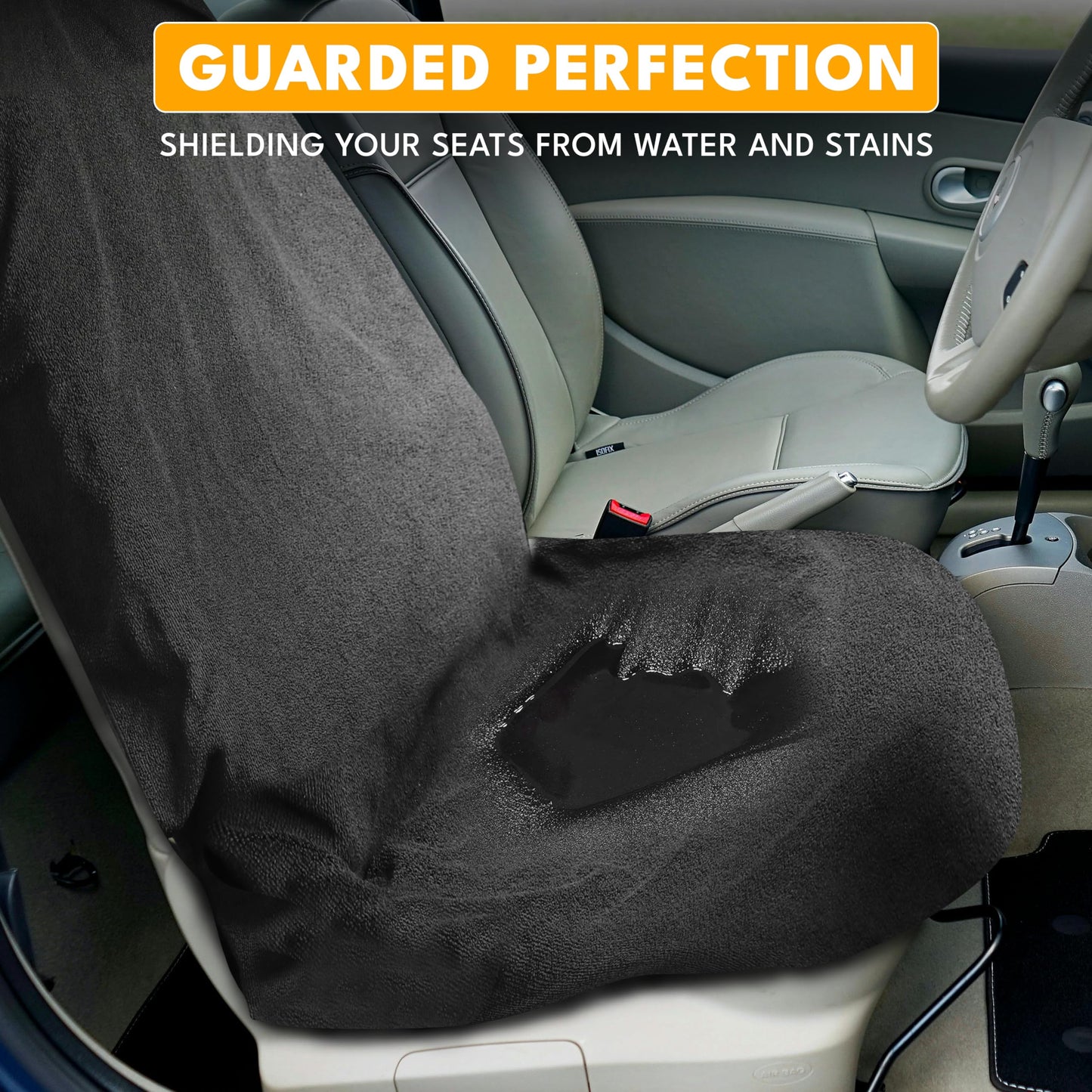 EcoNour Car Seat Cover Sweat Towel – Waterproof Universal Seat Protector for Gym, Workout, Swimming, Camping & Dog Travel – Washable Car Seat Cover for Cars, Trucks, SUVs & Vans – Black 29" x 55.5"""