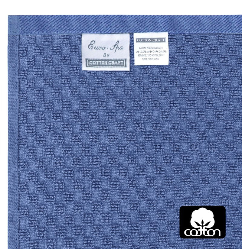 COTTON CRAFT Hooded Bath Towel – Oversized 35 x 70 Waffle Weave Towel with Hood for Adults - 100% Ringspun Cotton Pool Bath Sheet Wrap with Hood - Soft Super Absorbent Quick Dry – 450 GSM – Blue