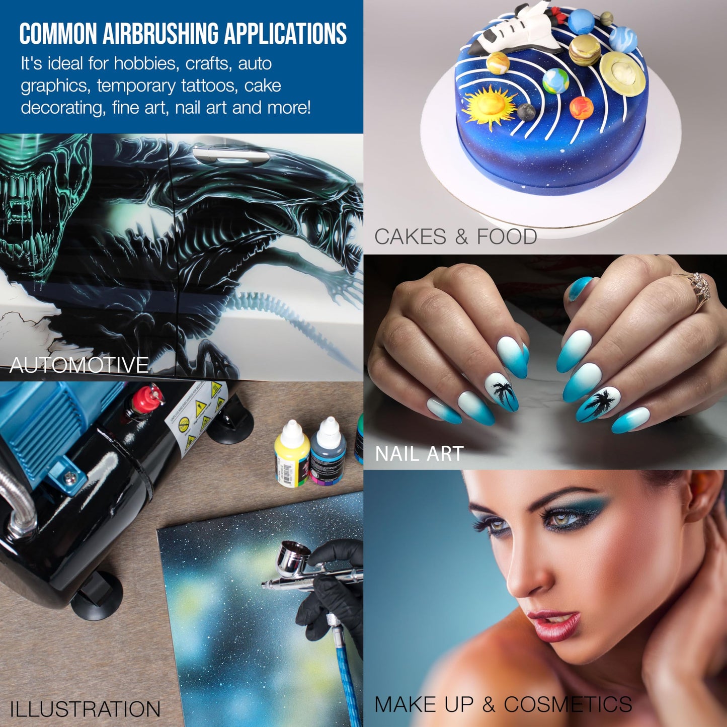 Master Airbrush G233 Performance Pro Airbrush Kit with 3 Nozzle Sets (0.2, 0.3 & 0.5mm Needles, Fluid Tips & Air Caps), Gravity Dual Action - Air Brush Guns for Painting, Aerografo Body Art & Cake