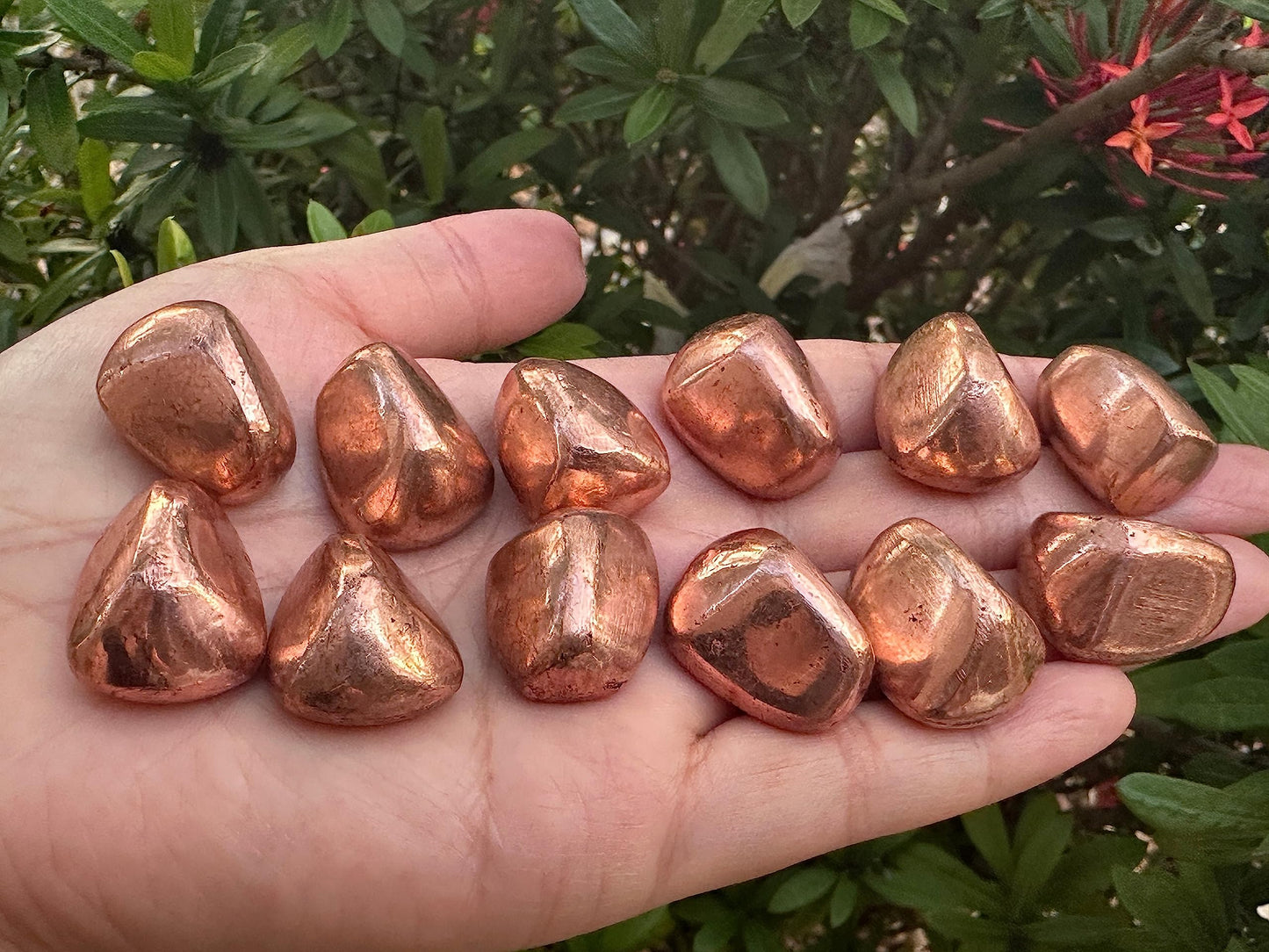 GAF TREASURES 5 Pcs Copper Tumbled Stones, Polished Natural Copper Gemstone, Copper Healing Crystals (Copper)