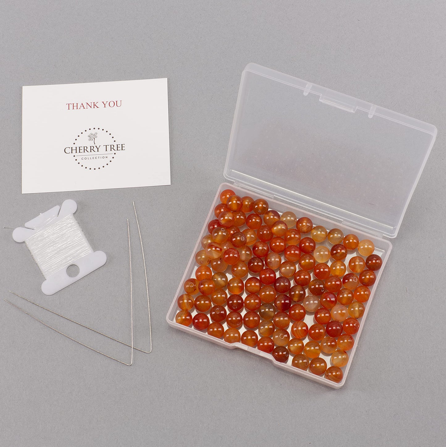 Cherry Tree Collection | 100PCS 8mm Carnelian Gemstone Round Beads for Jewelry Making | Includes Storage Box, Elastic String, and Needles