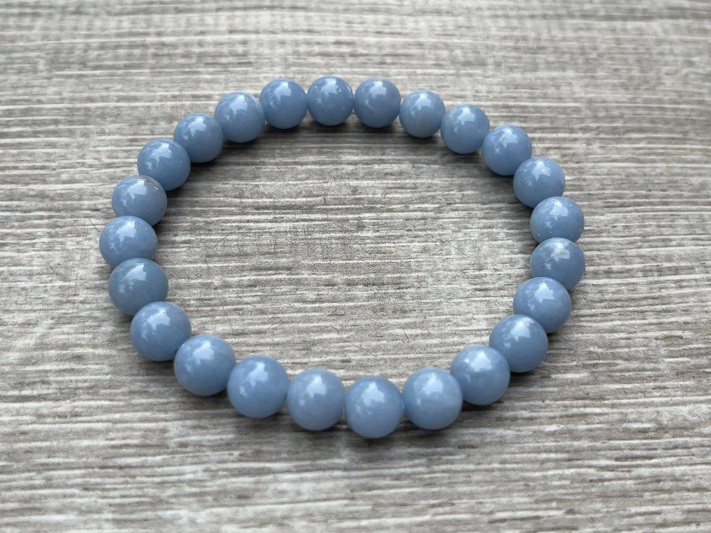 GAF TREASURES Angelite Crystal Bead Bracelet 8mm, Genuine Angelite Stretch Gemstone Bracelet, Healing Crystal Bracelet, Gift for Men & Women (1)