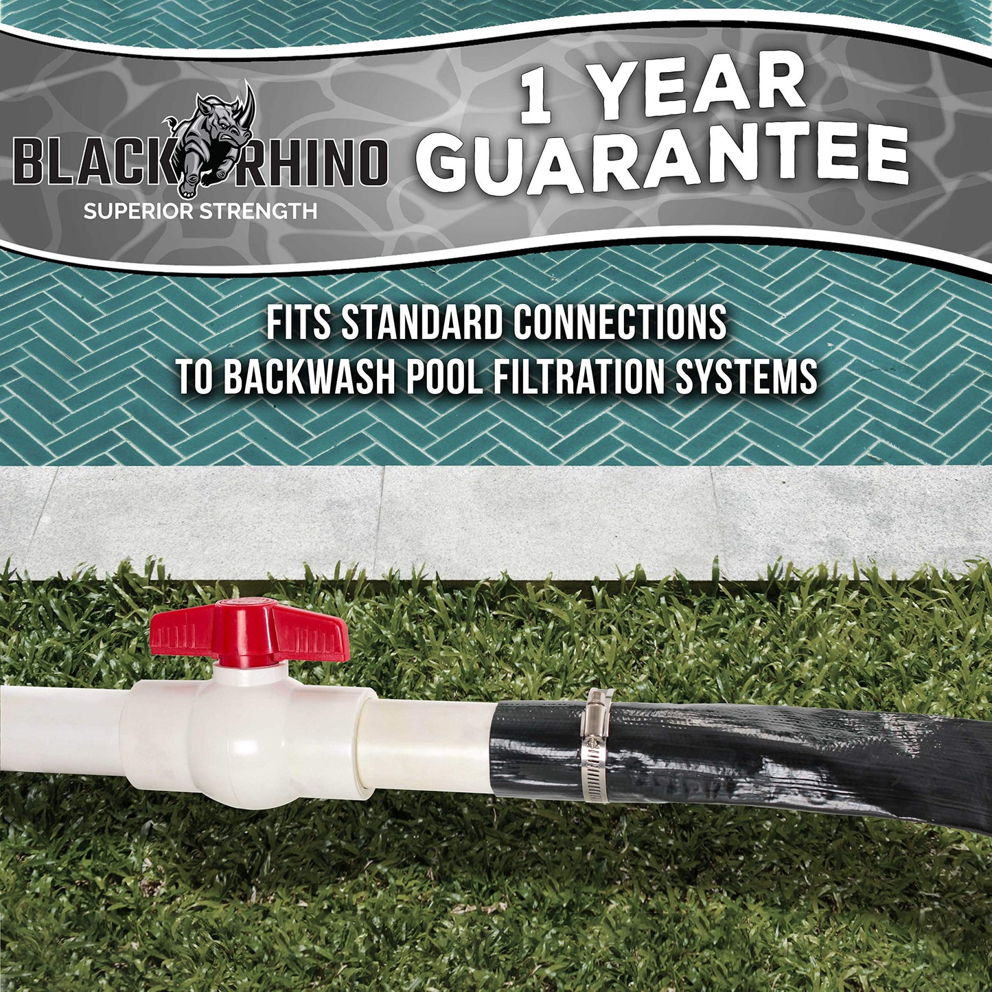 U.S. Pool Supply Pool Backwash Hose 1 1/2 Inch Diameter x 100 Feet - Discharge Hose for Pump, Sand Filter & Sump Pump Hoses - Burst Resistant Lay Flat Drainage Hoses for Inground & Above Ground Pools