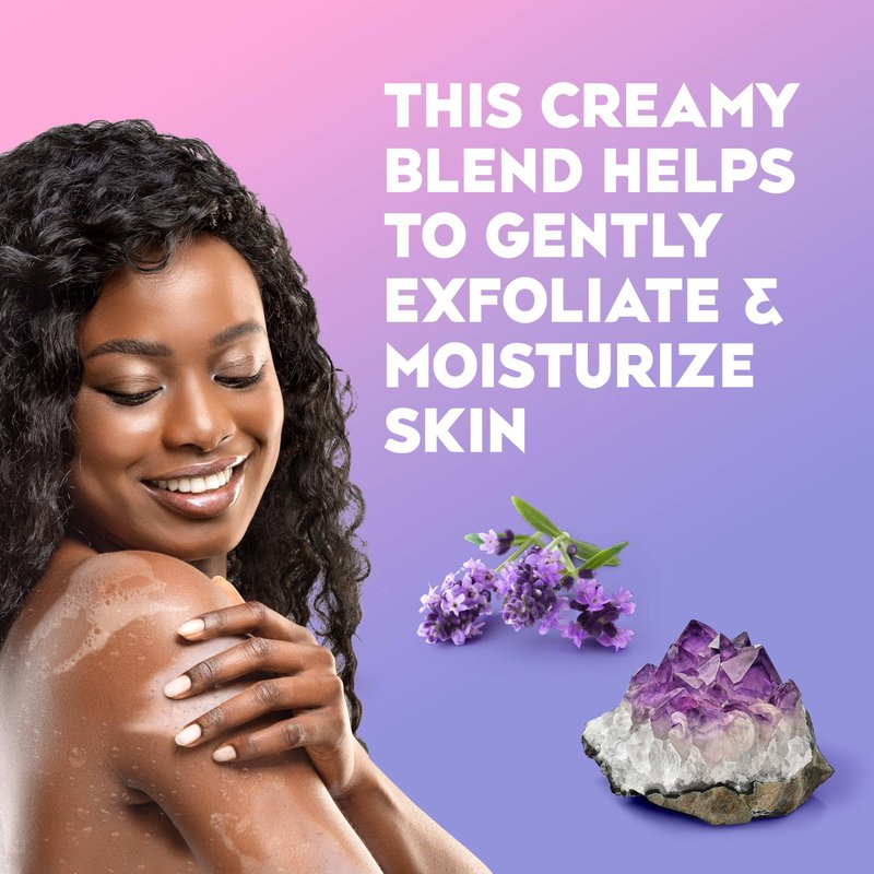 OGX Calming + Amethyst & Lavender Body Scrub & Wash, Gently Exfoliating, 19.5 fl oz