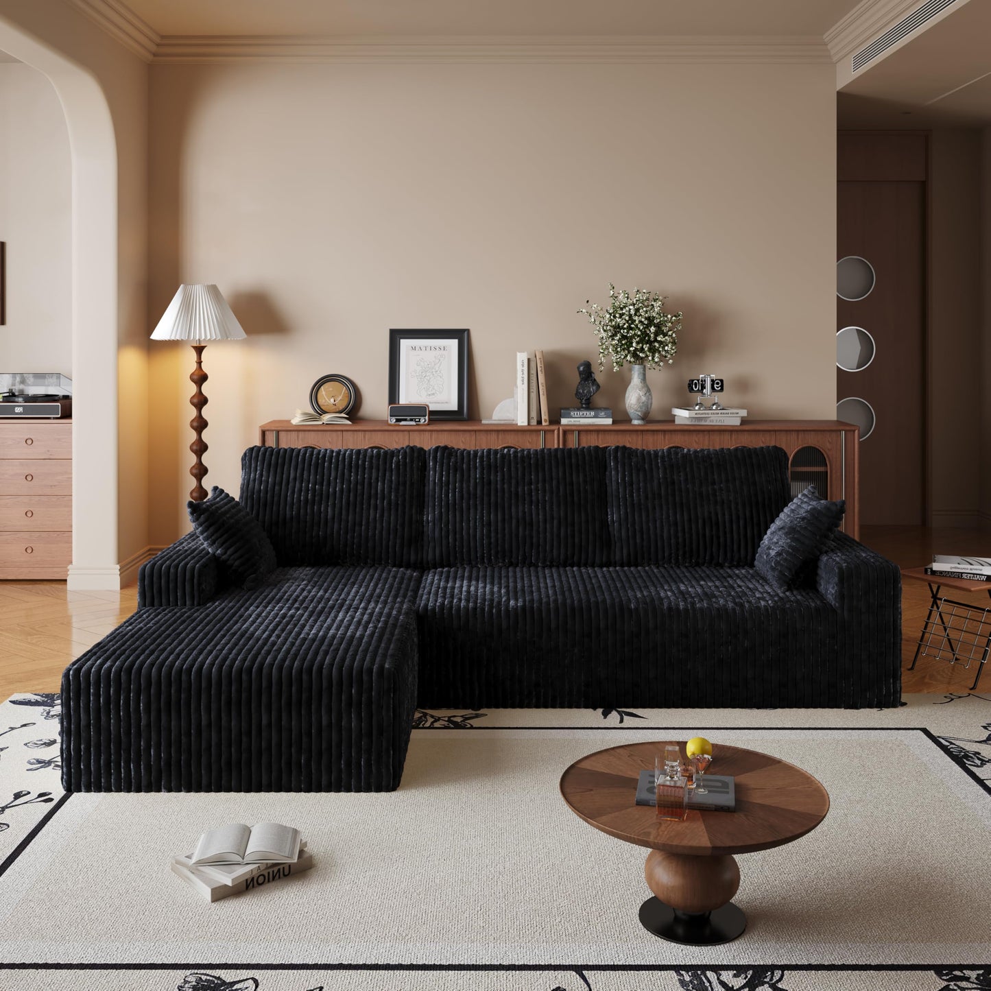 108" Cloud Sectional Couch with L-Shape Chaise,4 Seat Modern Modular Sofa with Deep Seat,Upholstered Couches for Living Room Bedroom, Boneless Couch